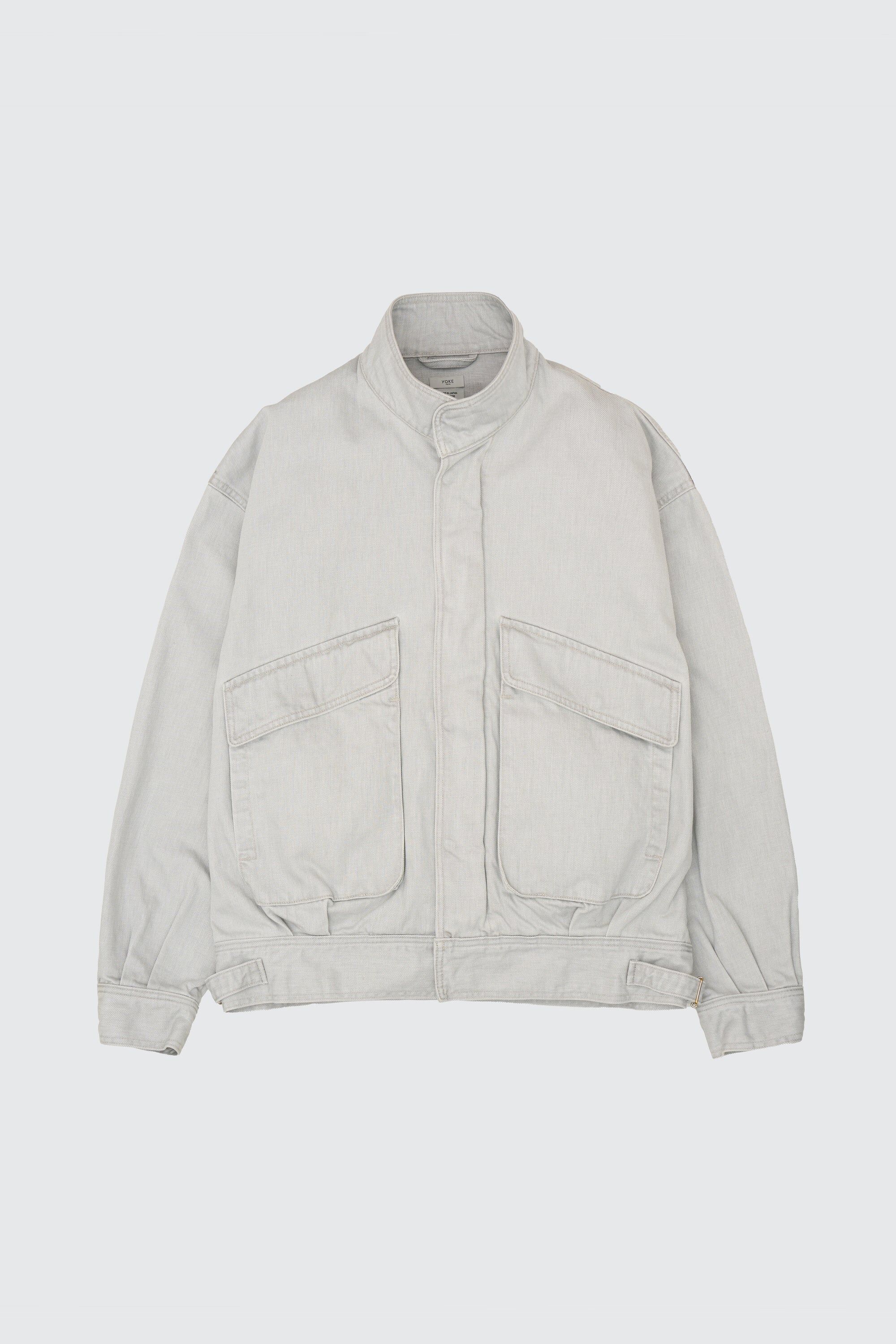 YOKE SUFACE DYED DENIM STAND COLLAR BLOUSON
