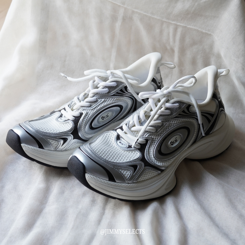 【代購】Ocai Anti-Slip Wear-Resistant Low-Top Running Shoes Unisex Silver White