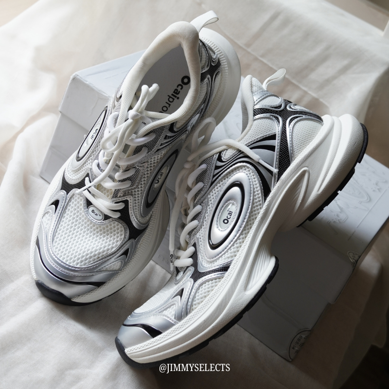 【代購】Ocai Anti-Slip Wear-Resistant Low-Top Running Shoes Unisex Silver White