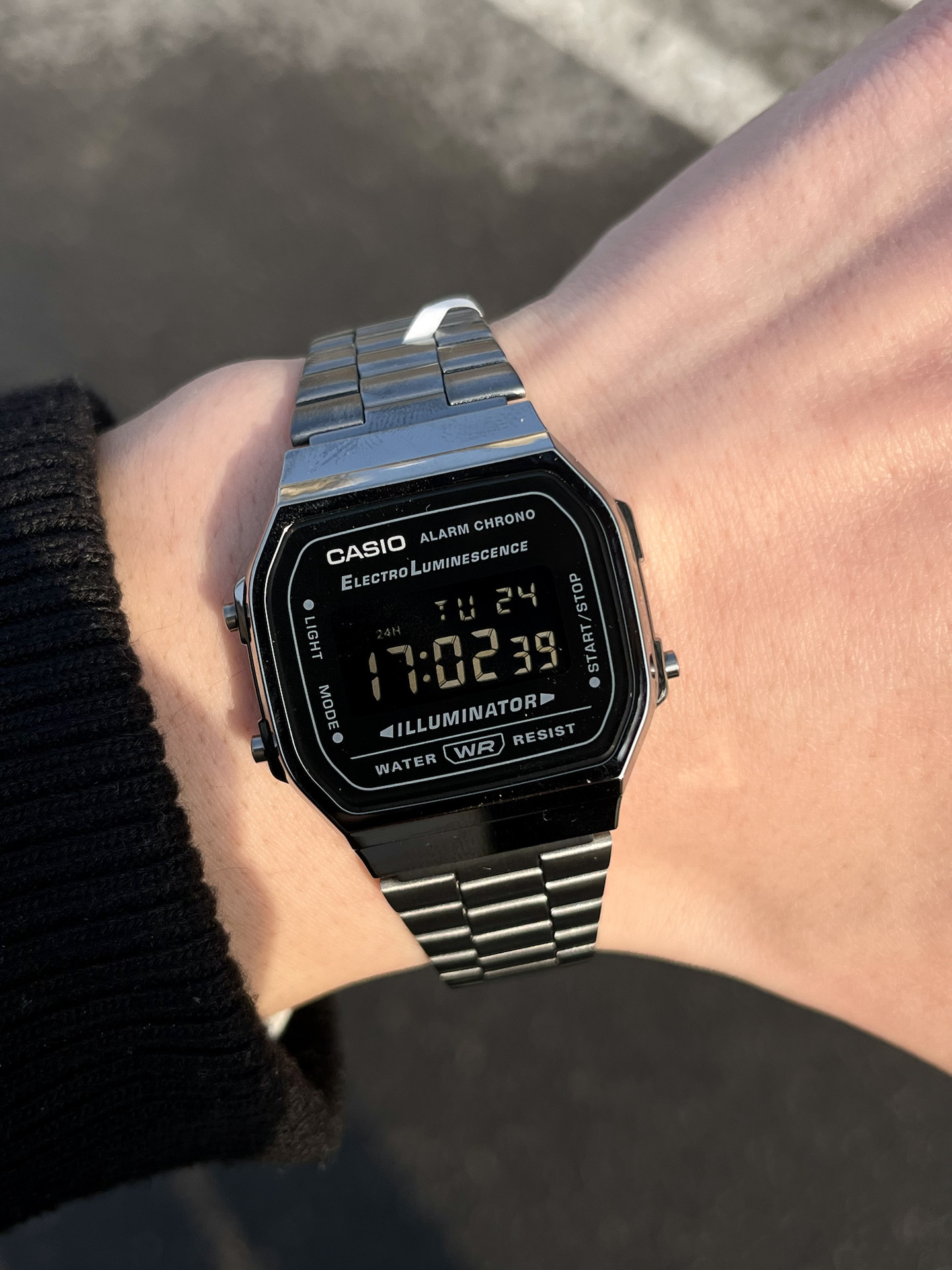 代購-CASIO卡西歐 VINTAGE系列-A168 石英機芯 不鏽鋼錶帶 黑色錶盤 黑魂 手錶