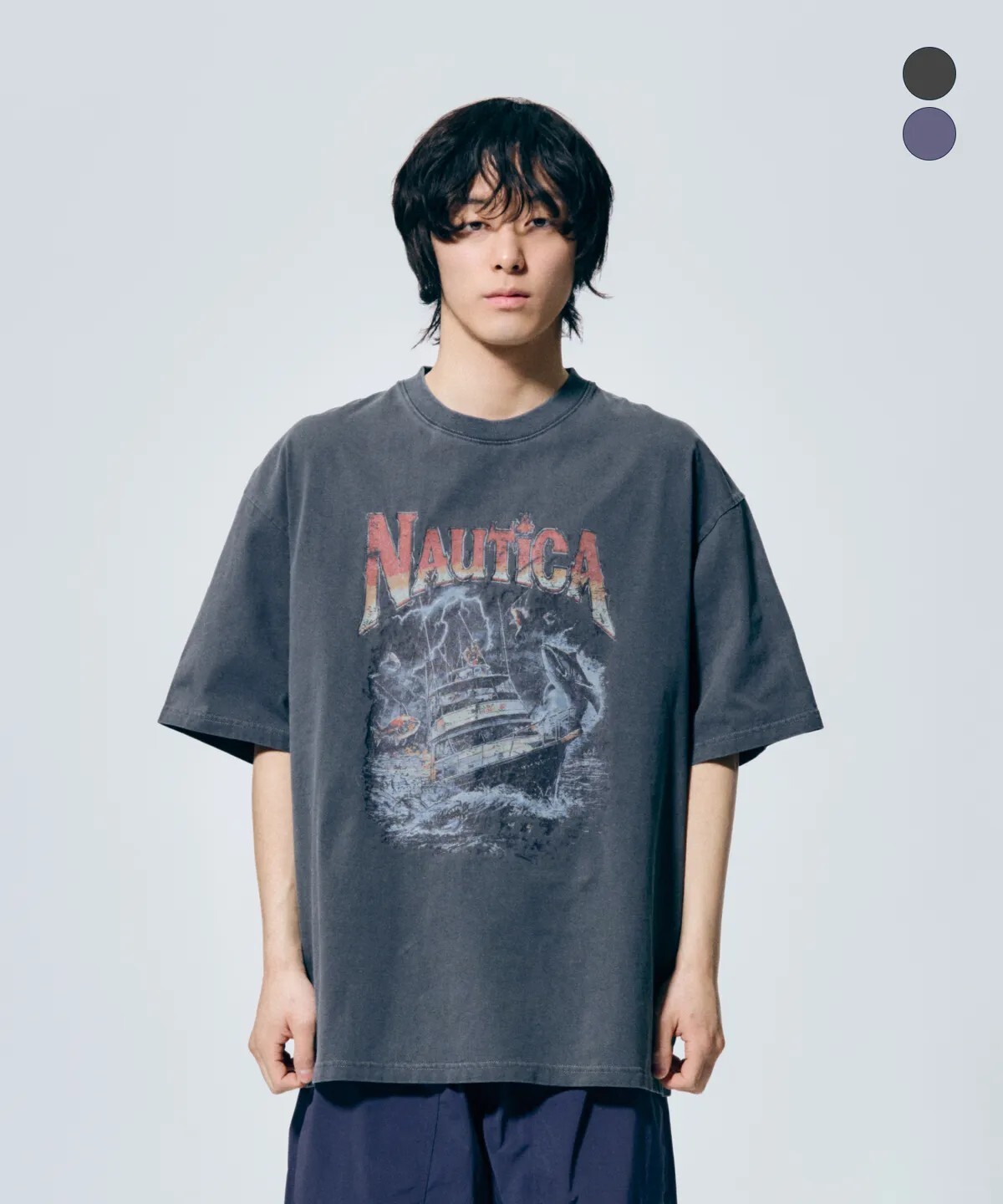 【OWN】NAUTICA 大LOGO 印花 短袖上衣 復古 寬鬆 帆船 風暴 春夏新品 26SS 不分男女 炭灰 深紫色