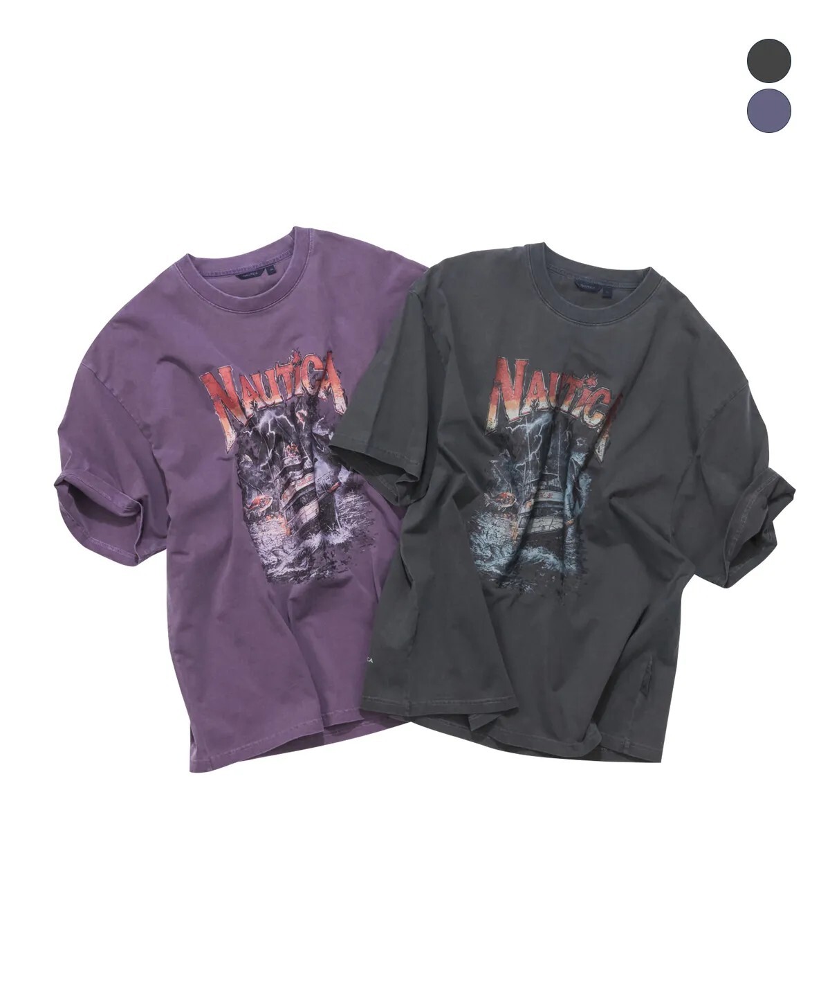 【OWN】NAUTICA 大LOGO 印花 短袖上衣 復古 寬鬆 帆船 風暴 春夏新品 26SS 不分男女 炭灰 深紫色