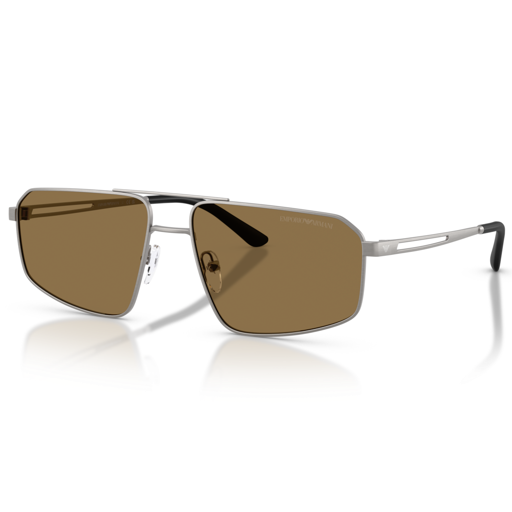 【EMPORIO ARMANI】EA2173 303273-59mm 太陽眼鏡(拉絲霧光槍管灰色|深啡色)