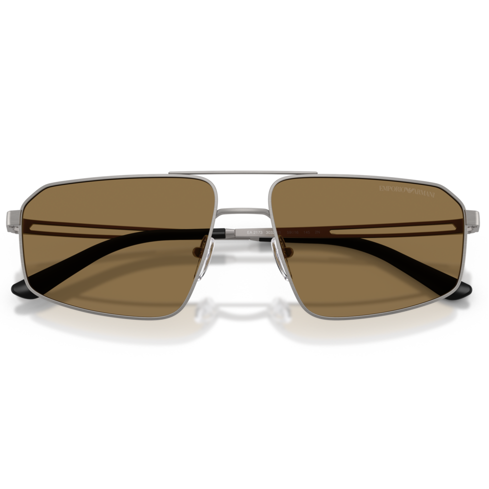 【EMPORIO ARMANI】EA2173 303273-59mm 太陽眼鏡(拉絲霧光槍管灰色|深啡色)
