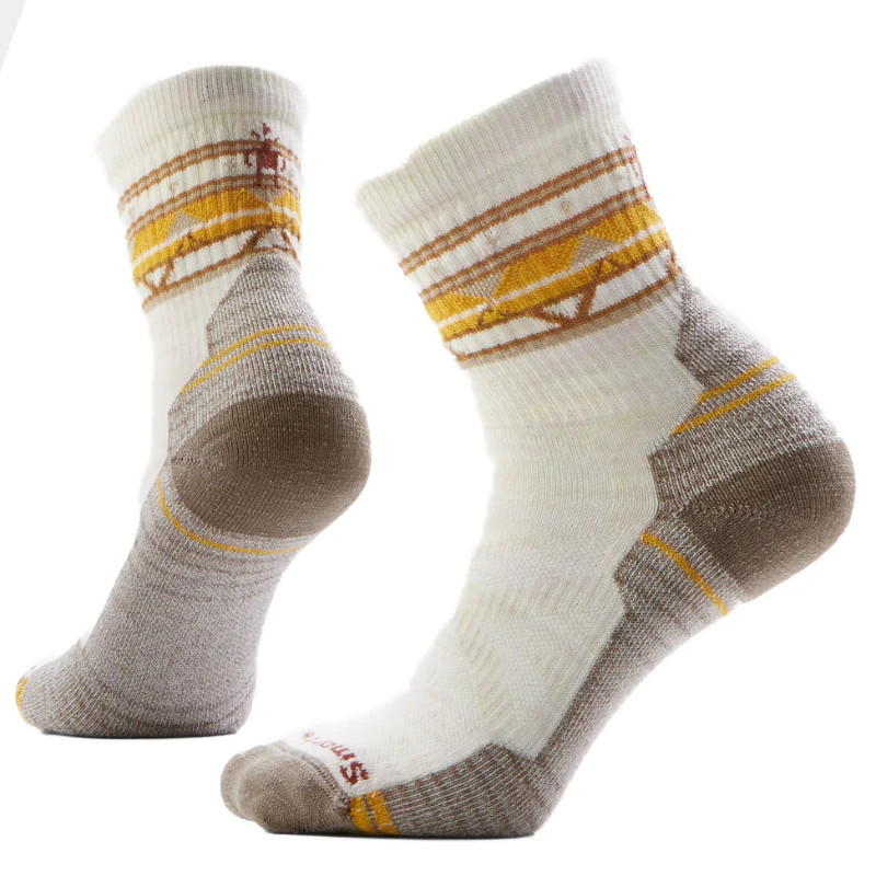 Smartwool 女機能戶外全清量減震民族風印花中筒襪 Women's Hike Zig Zag Valley Mid Crew Socks 米白 SW001580A81 [HappyOutdoor]