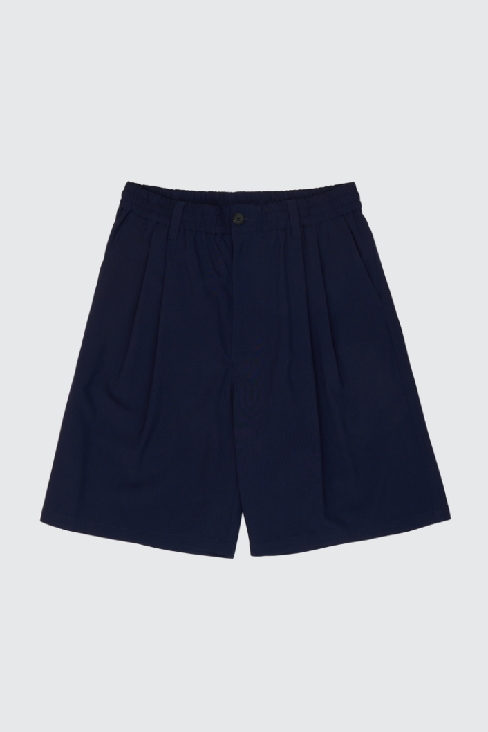 YOKE WOOL WASHER TROPICAL 2PLEATED EASY SHORTS (2COL)