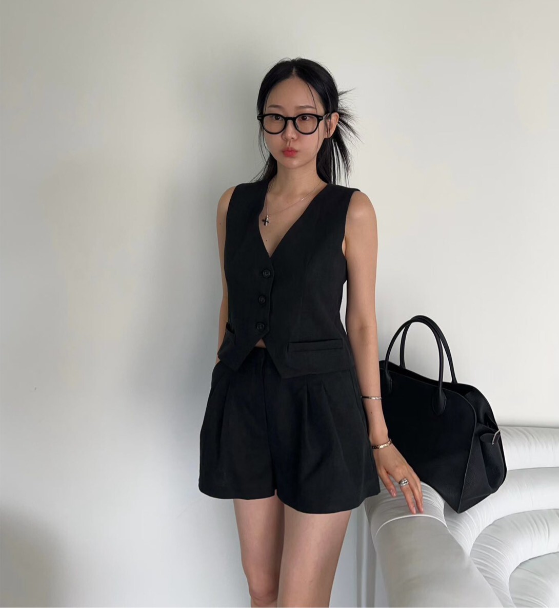 西裝棉麻背心 短褲(分售)