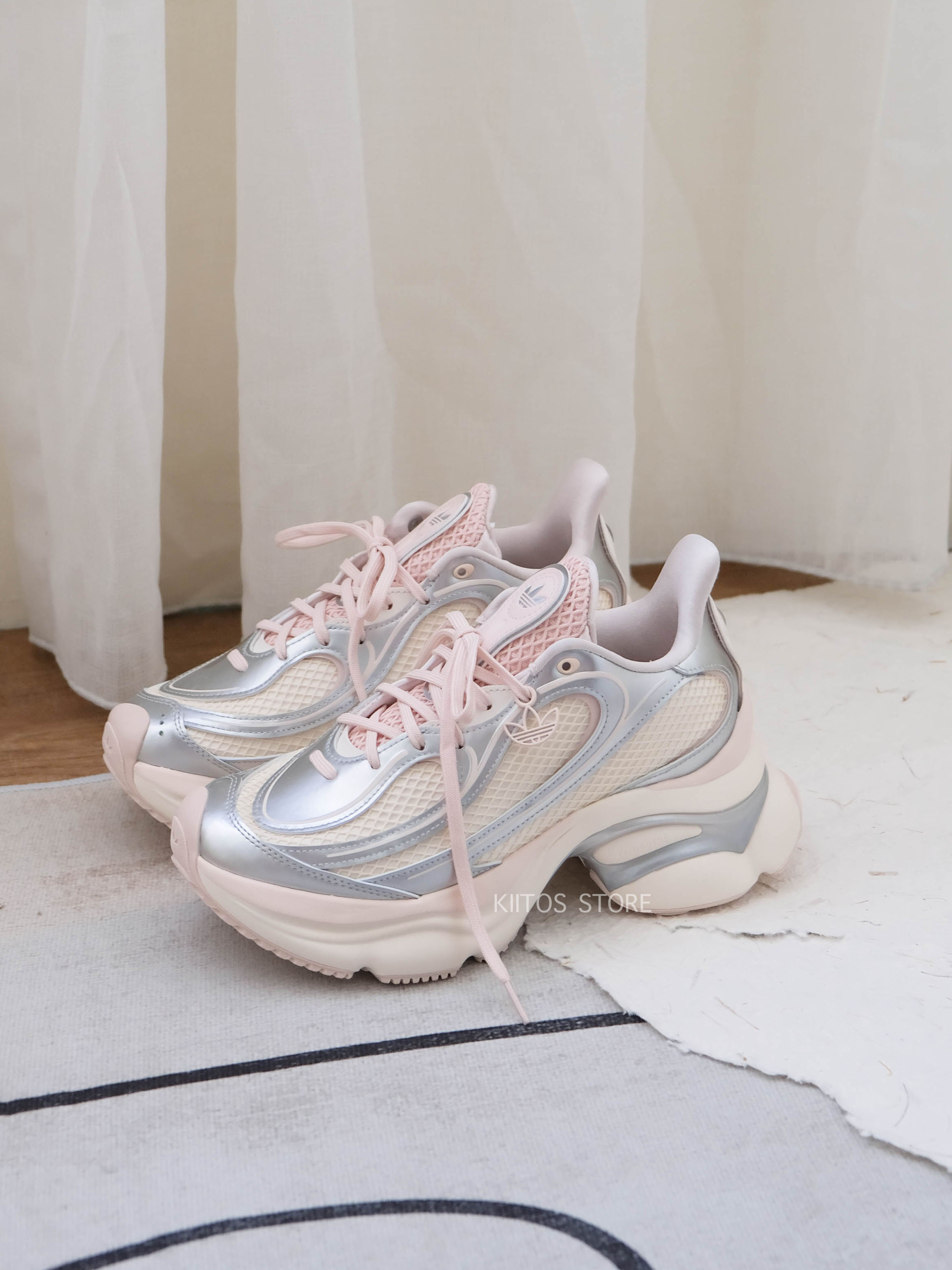 【預購】ADIDAS OZVENUZ 櫻花奶油銀 灰銀 奶油白 櫻花粉 淡粉 奶油底 蝴蝶鞋 增高 厚底 宋雨琦同款 女鞋 KK4674