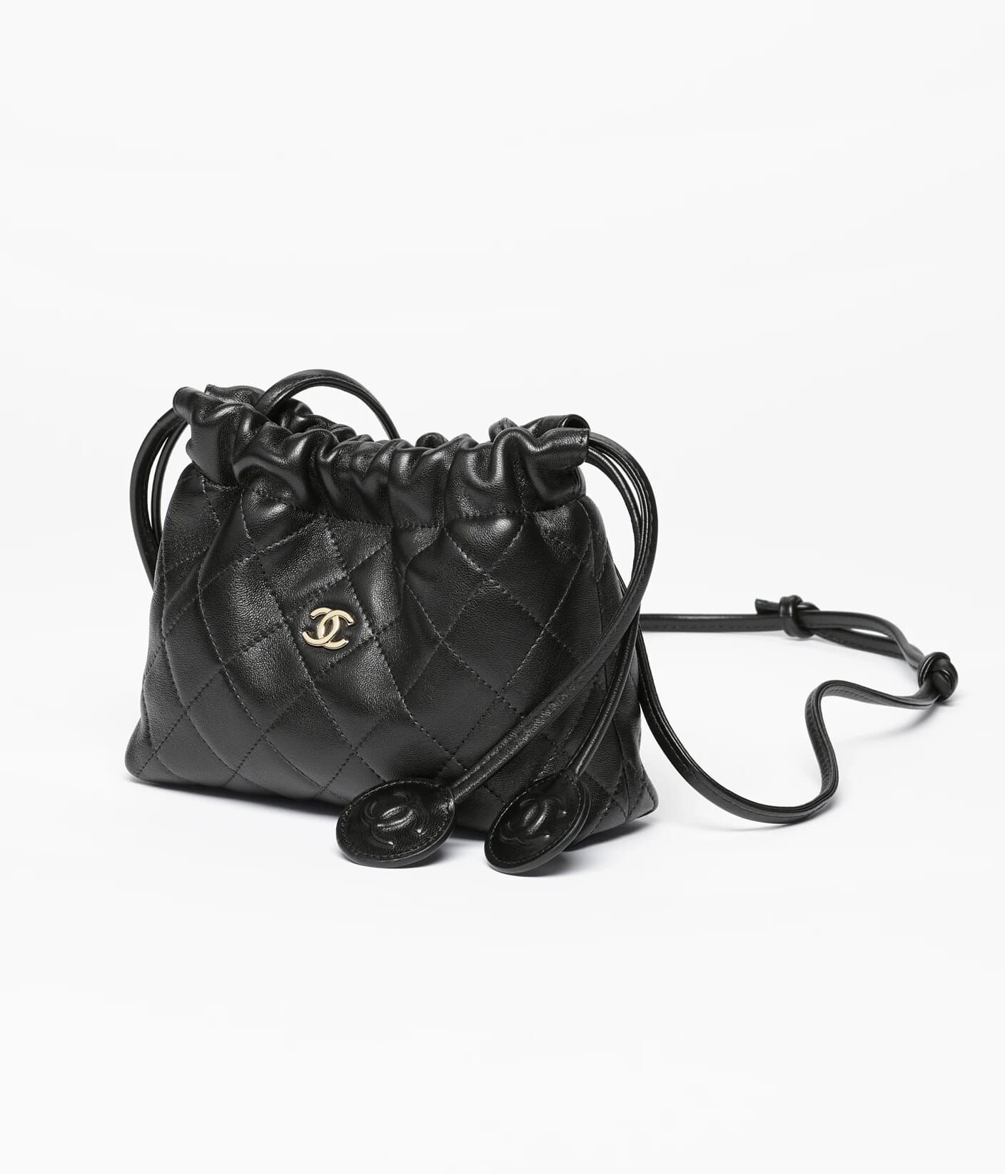 CHANEL AP5228 CLUTCH W/ LEATHER STRAP BLACK