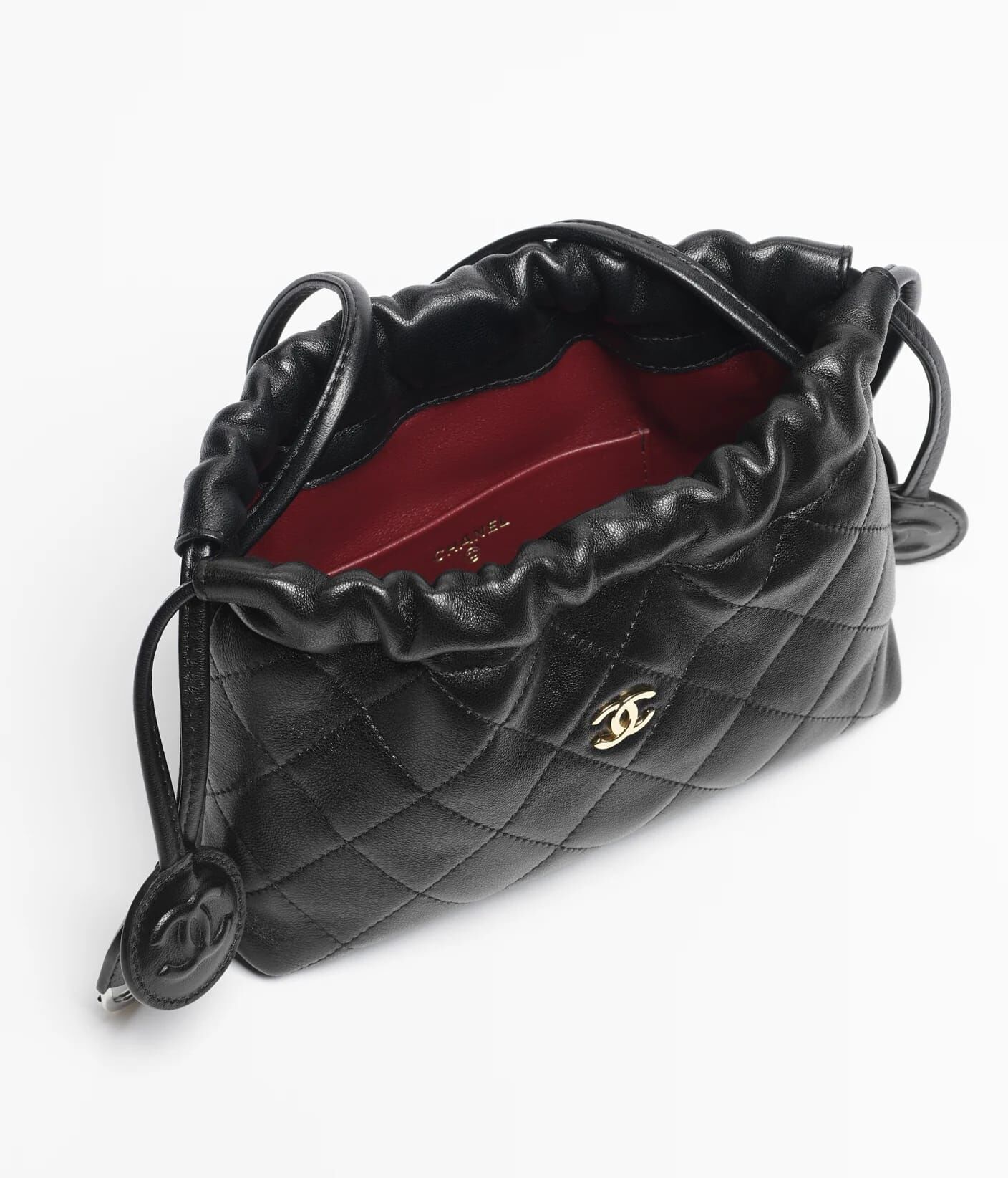 CHANEL AP5228 CLUTCH W/ LEATHER STRAP BLACK