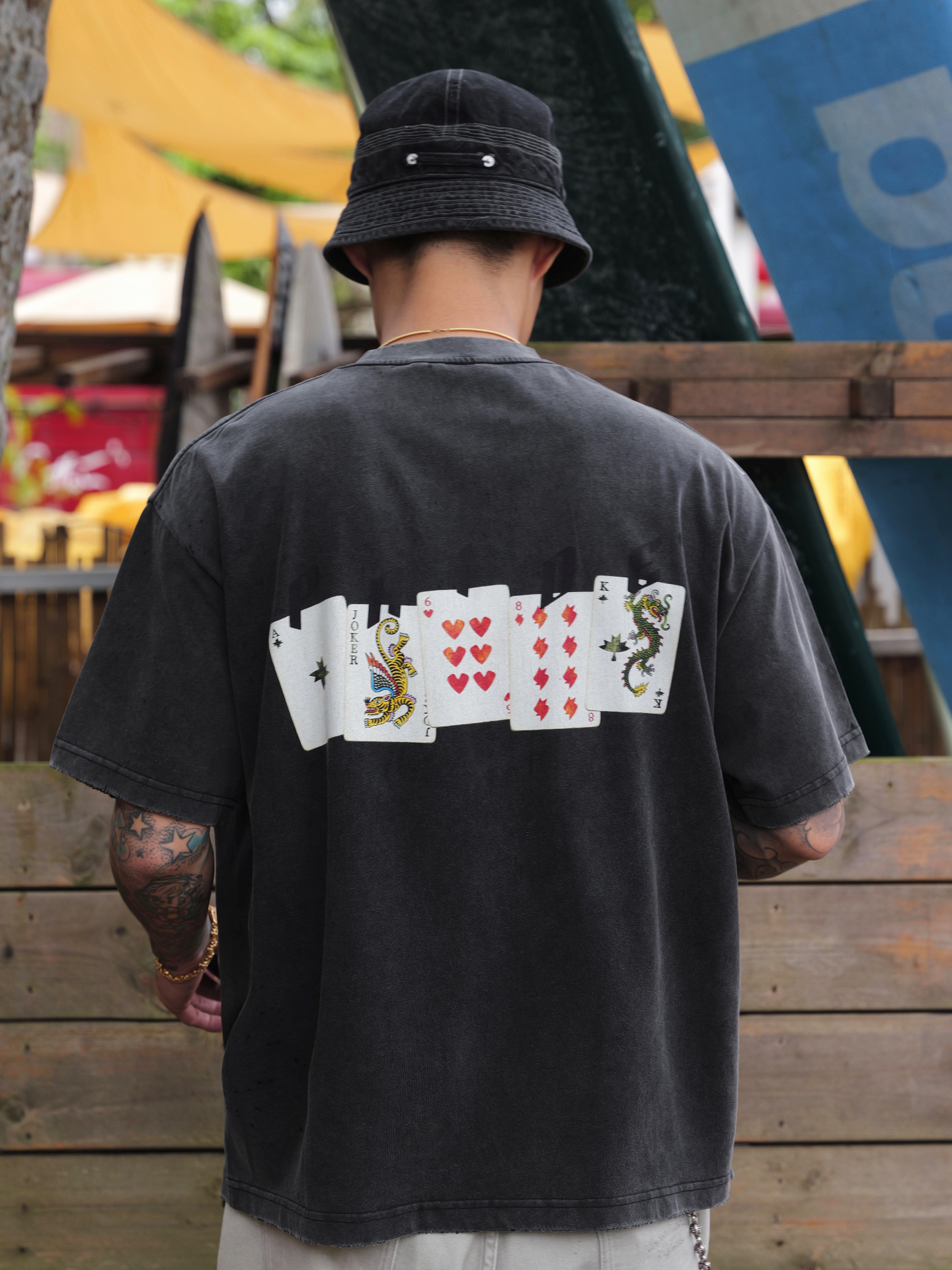 Unbent 26 S/S 水洗做舊撲克短袖