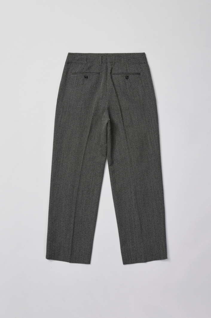 ULTERIOR WOOL WASHI HERRINGBONE TUCKED TROUSERS