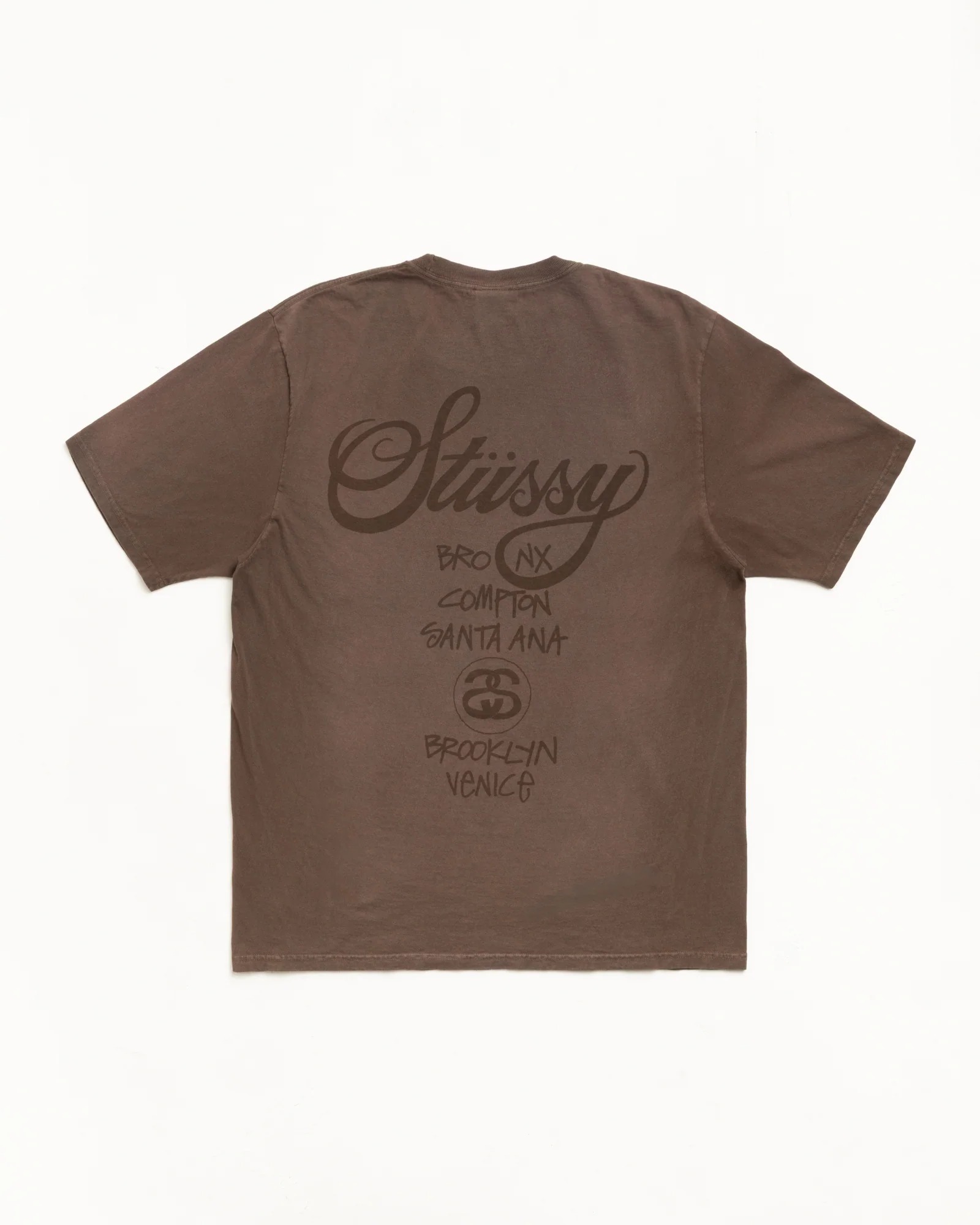 STUSSY SS26 WORLD TOUR TEE Sun Faded Brown 洗水棕色