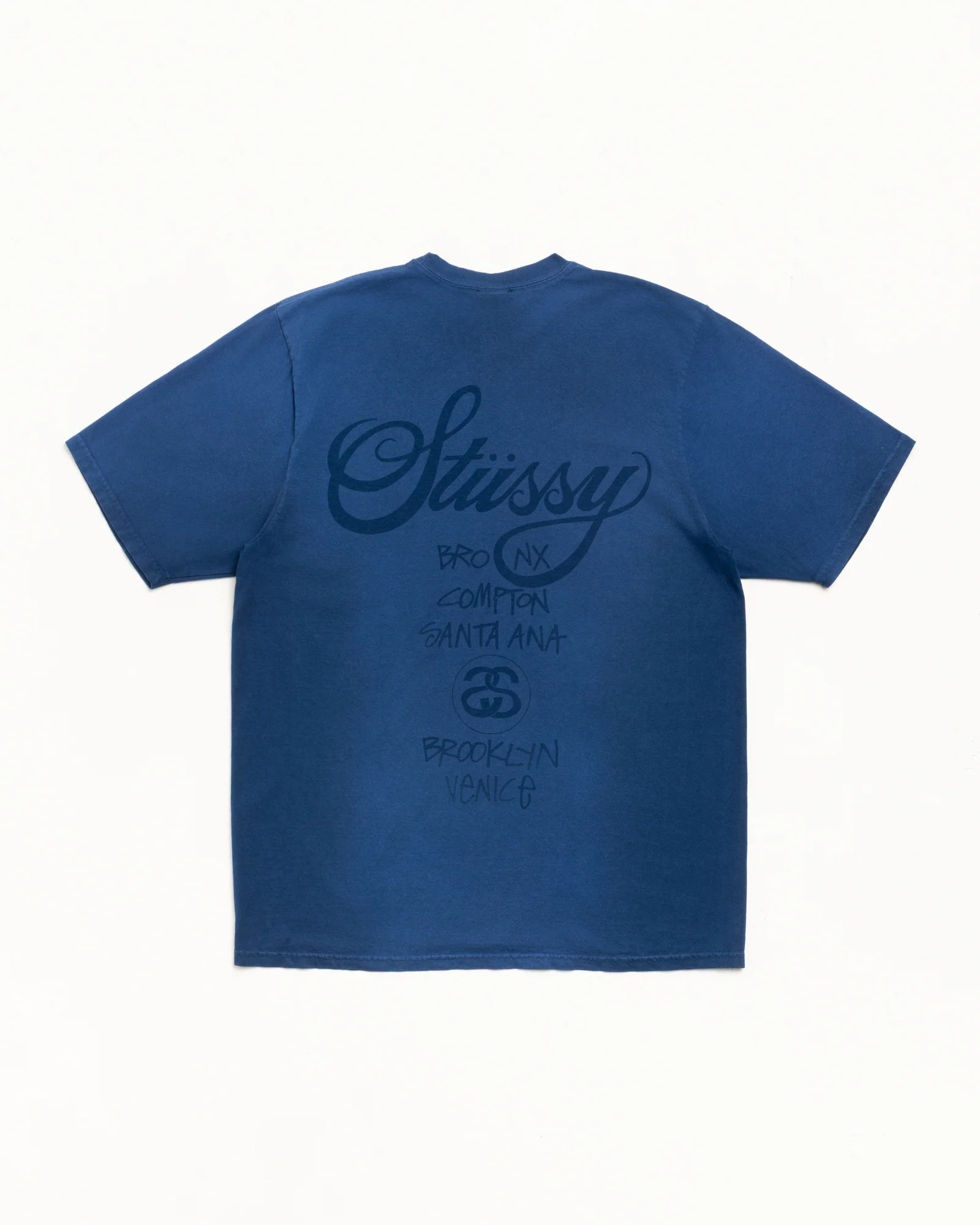 STUSSY SS26 WORLD TOUR TEE Sun Faded Navy 洗水藍