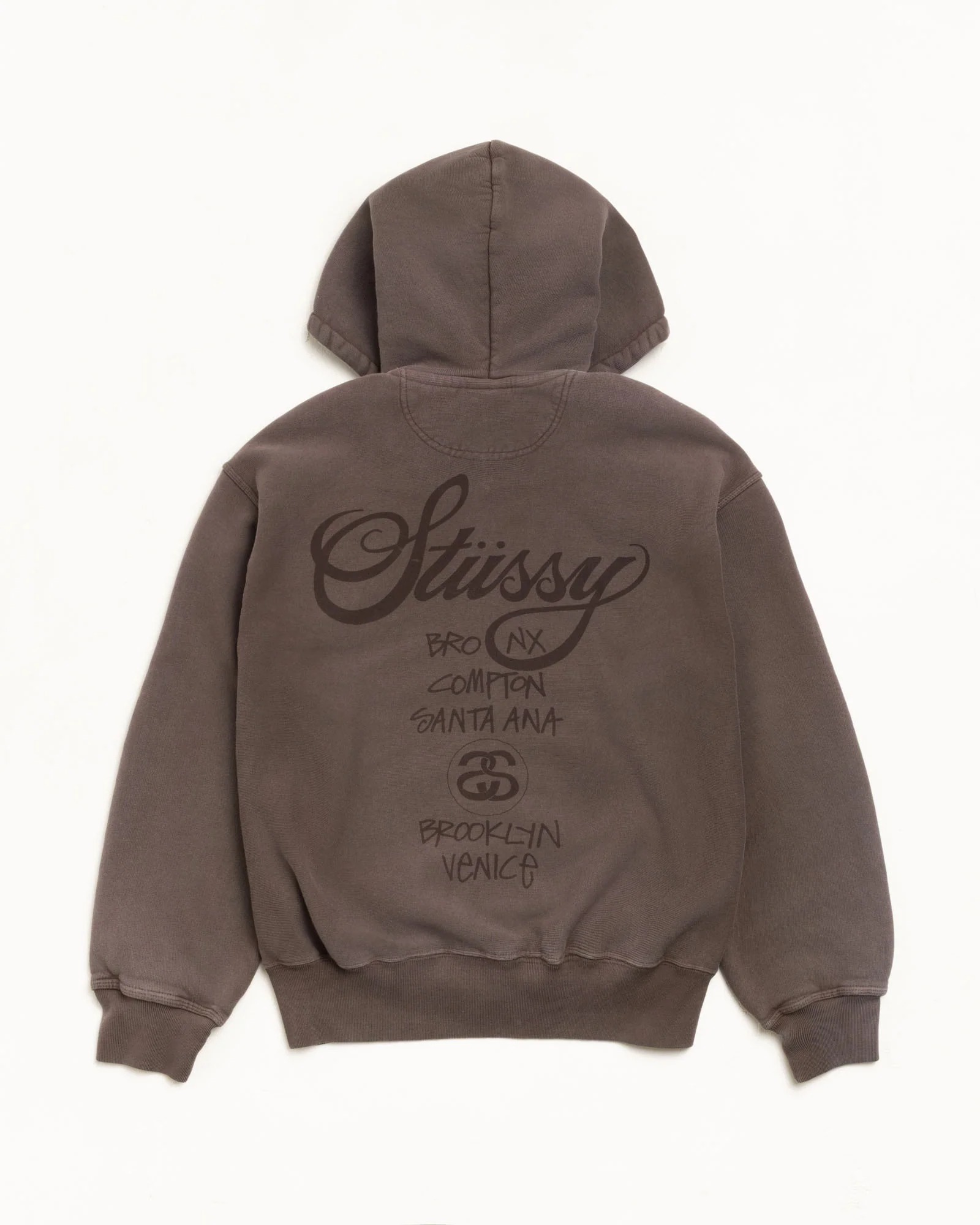 STUSSY SS26 WORLD TOUR ZIP HOODIE Sun Faded Brown 拉鏈外套 洗水棕色