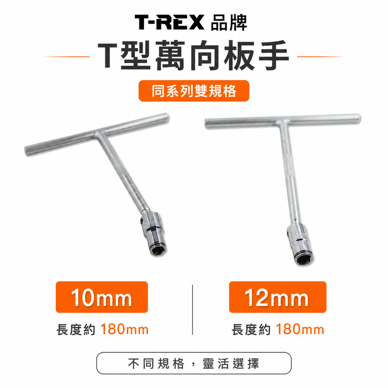 T-REX｜T型萬向套筒板手 六角板手 T型板手 T型萬向六角板手｜10mm 12mm 長180mm｜台灣製