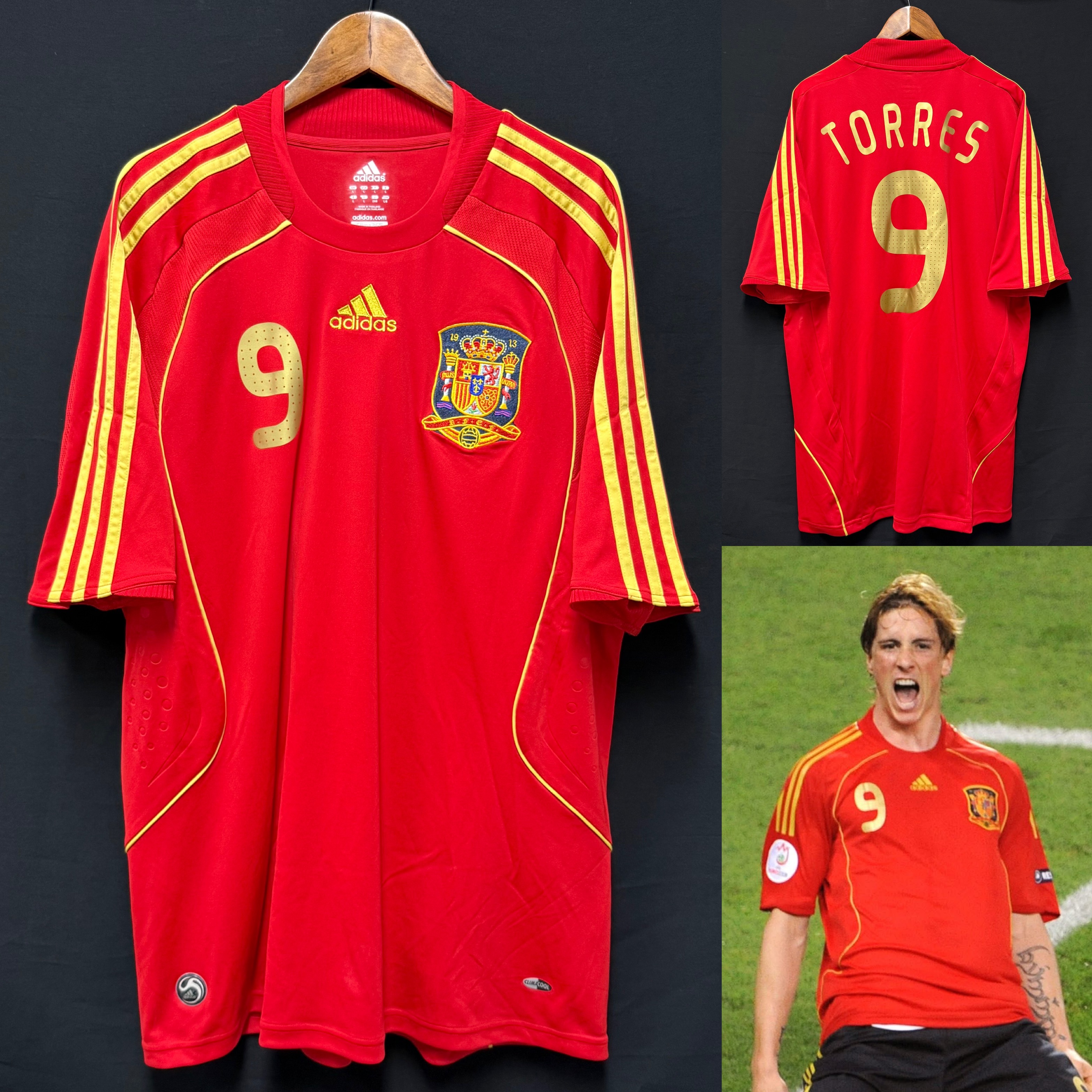 Spain 2008 UEFA Euro Adidas Home Shirt #9 TORRES