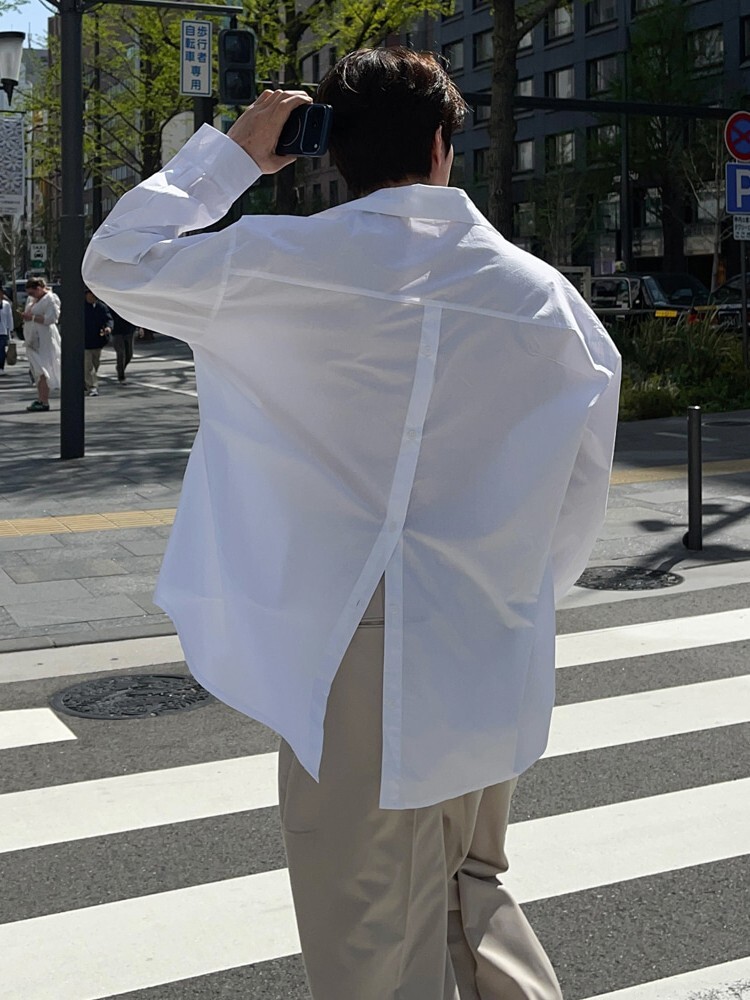 Back Button Oversized Shirt
