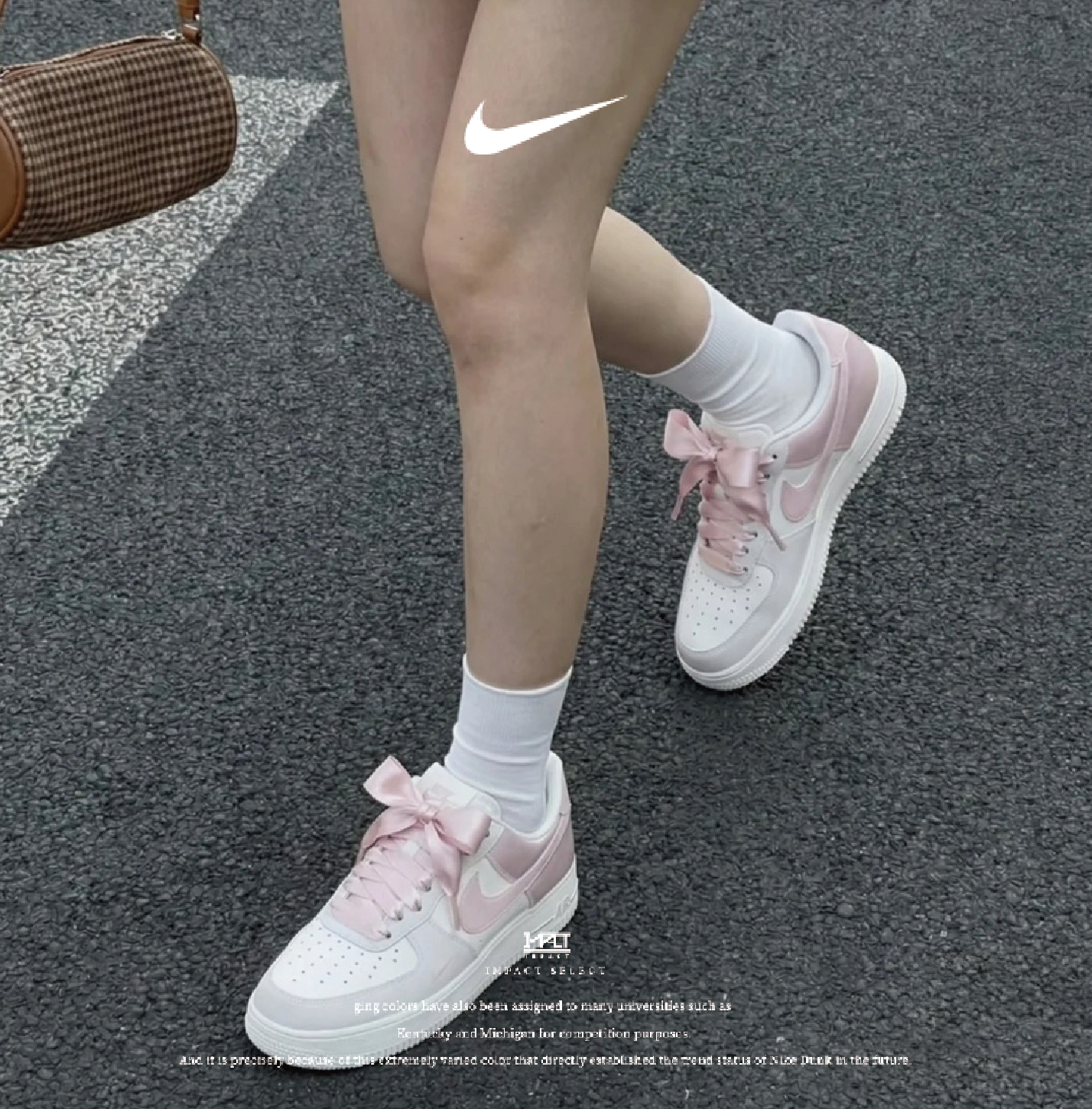 【訂製款】Nike Air Force 1 情人節 藕粉布丁 蝴蝶結 粉灰 莫蘭迪 小粉勾