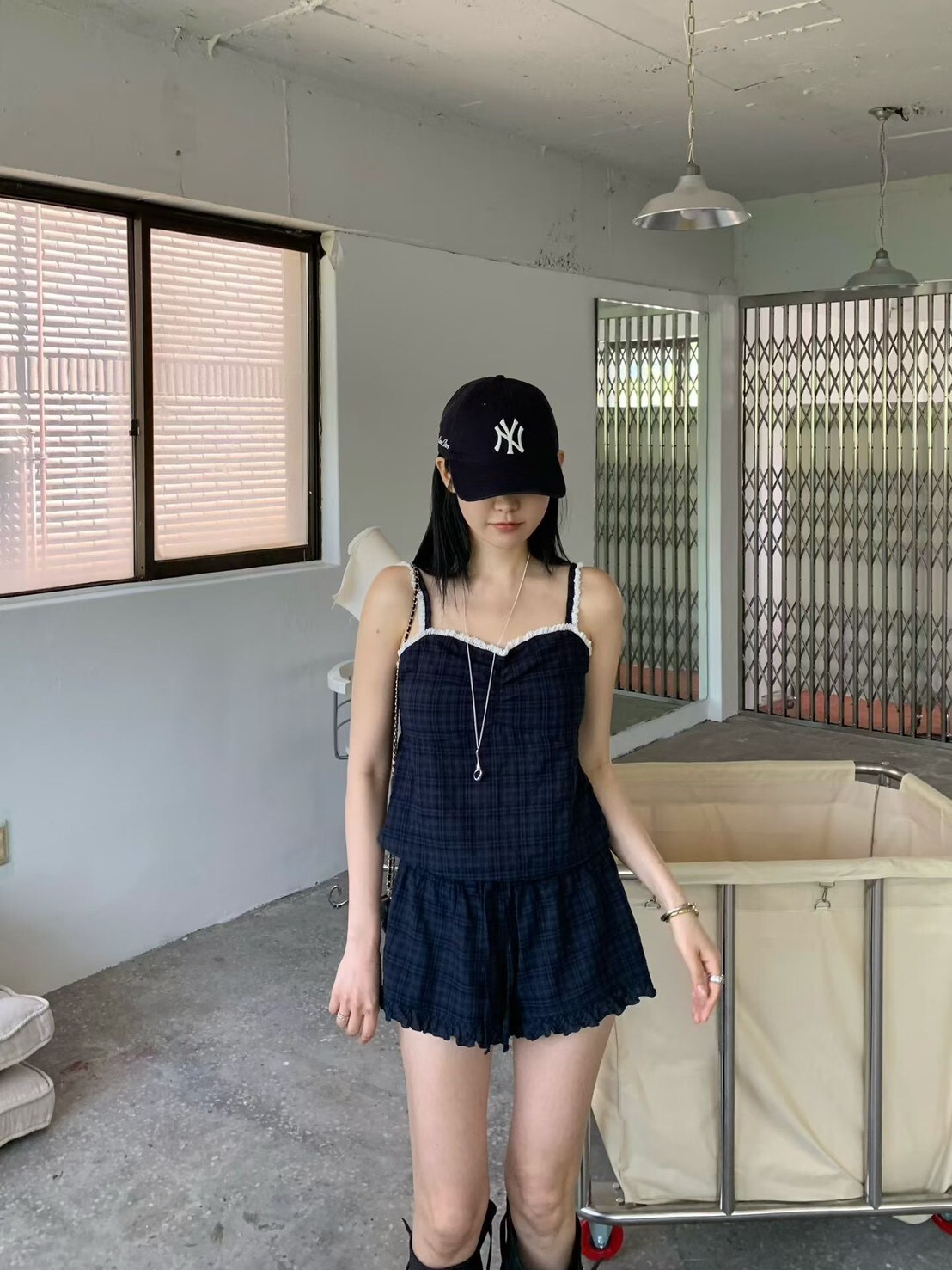 滾白蕾絲邊吊帶背心 短褲(分售)