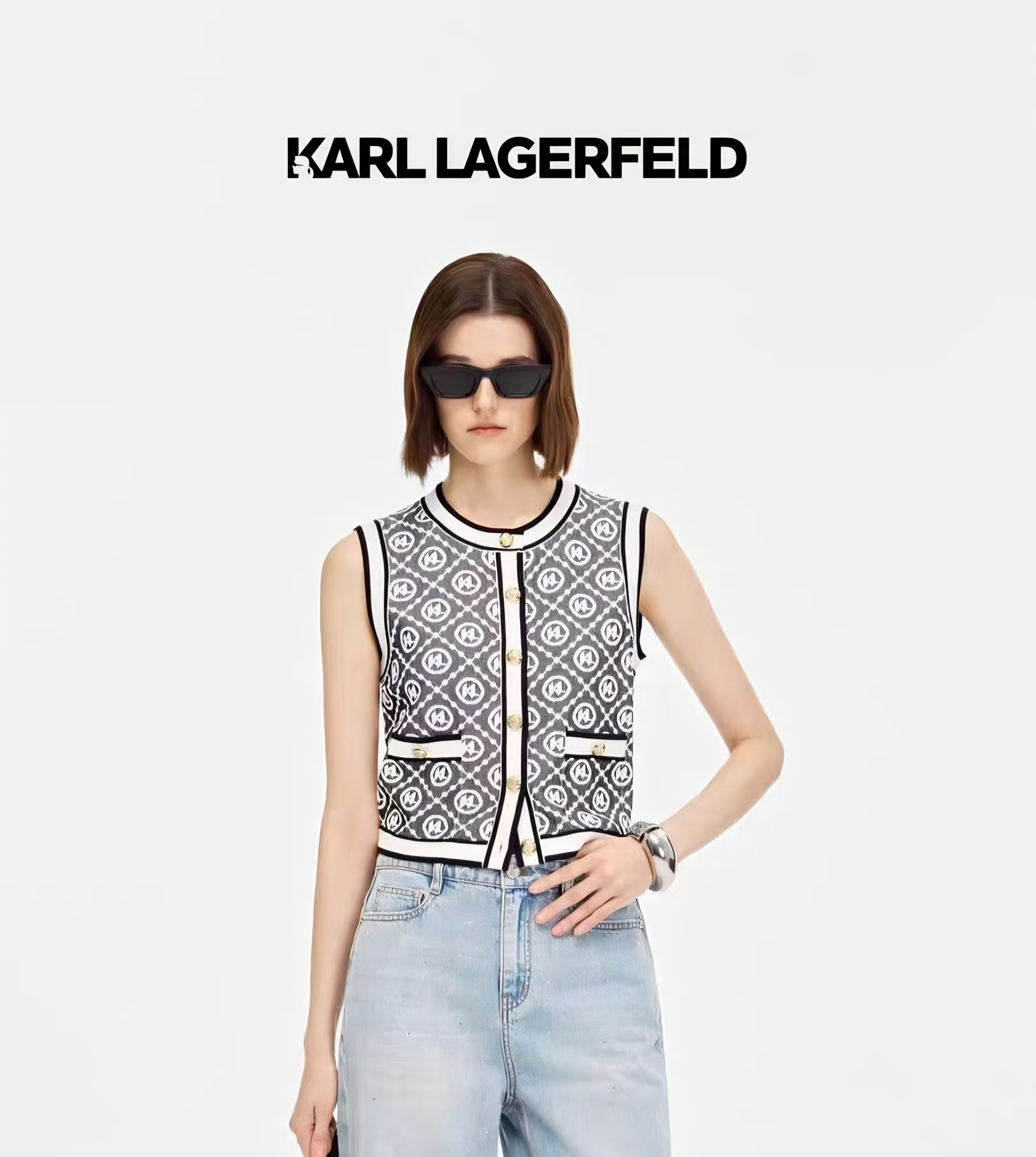 KARL 灰色 monogram 女款 背心外套 #4-27