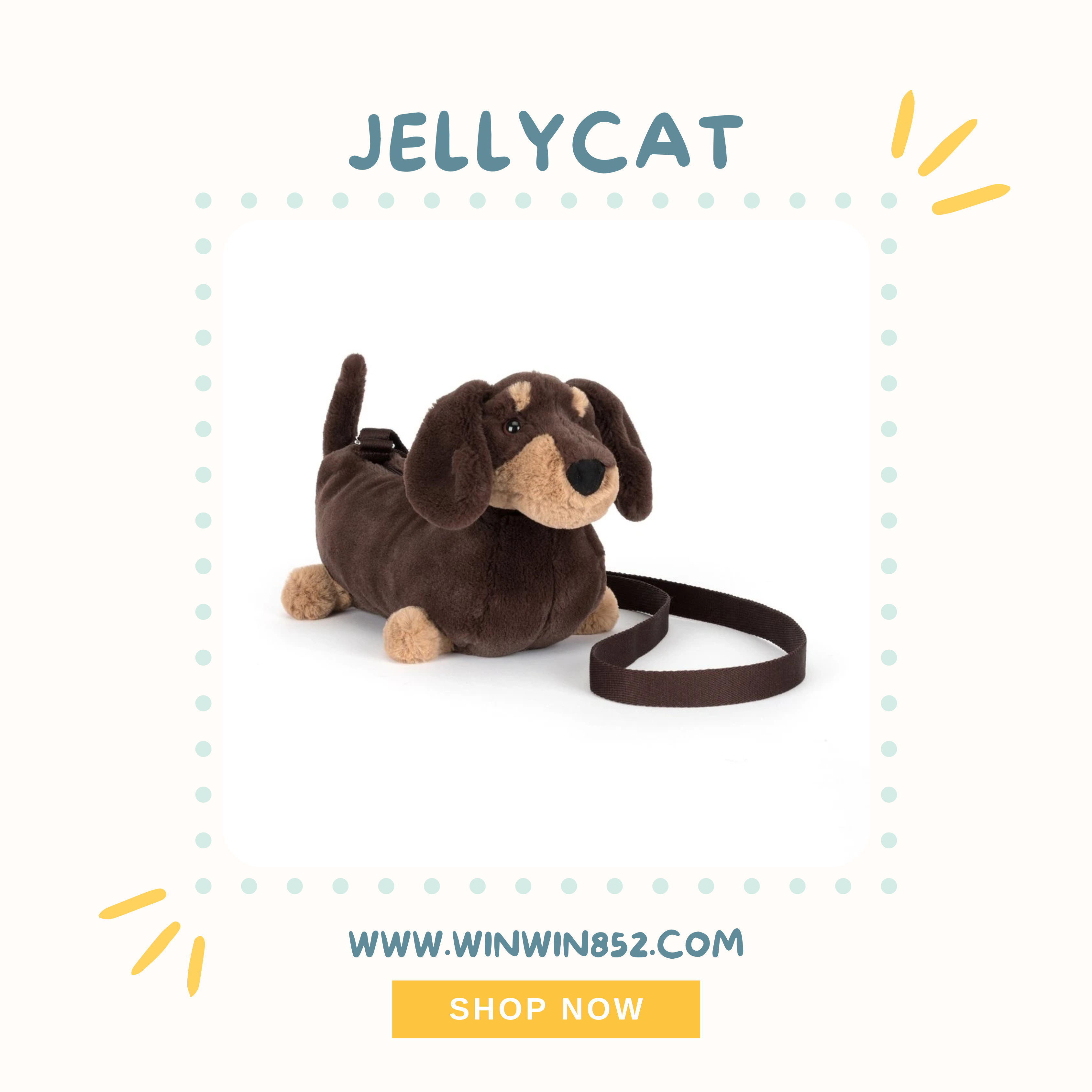 Jellycat Otto Sausage Dog Shoulder Bag (New Version)