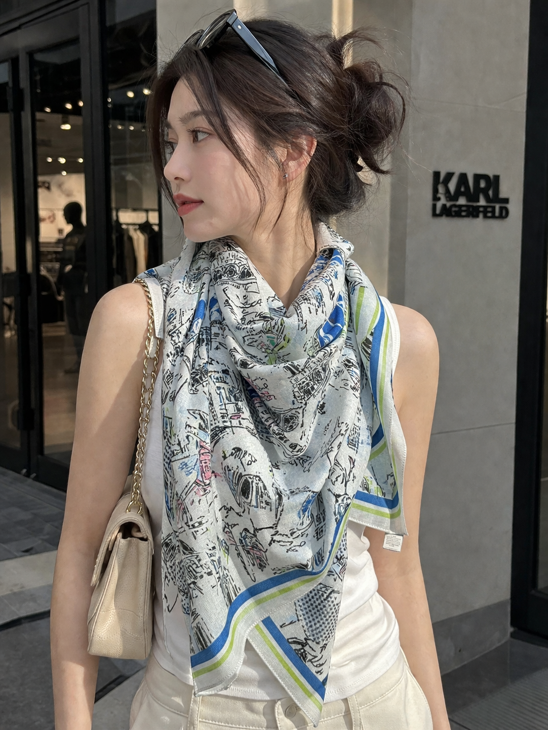 OBS453 APRIL IN PARIS OVERSIZED SQUARE SCARF 36"W x 72"L