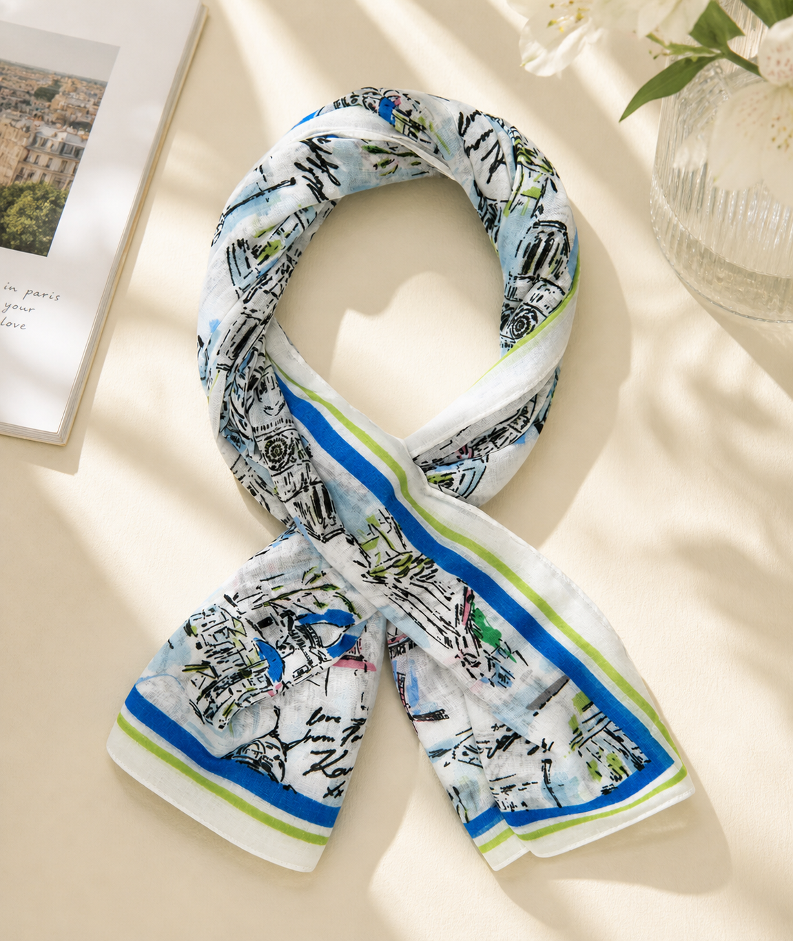 OBS453 APRIL IN PARIS OVERSIZED SQUARE SCARF 36"W x 72"L