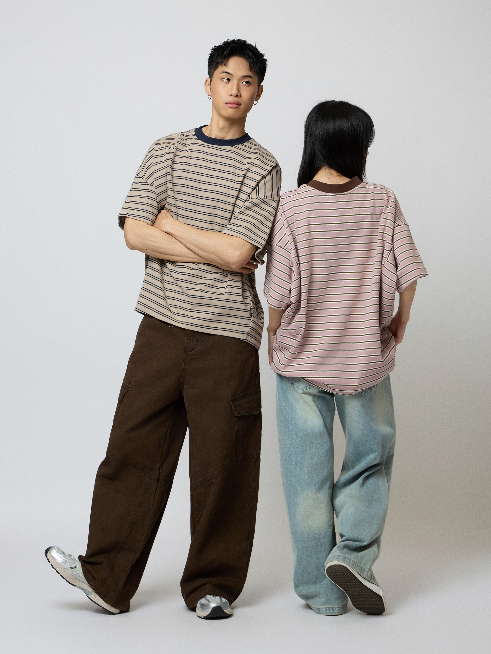 經典條紋寬版短T