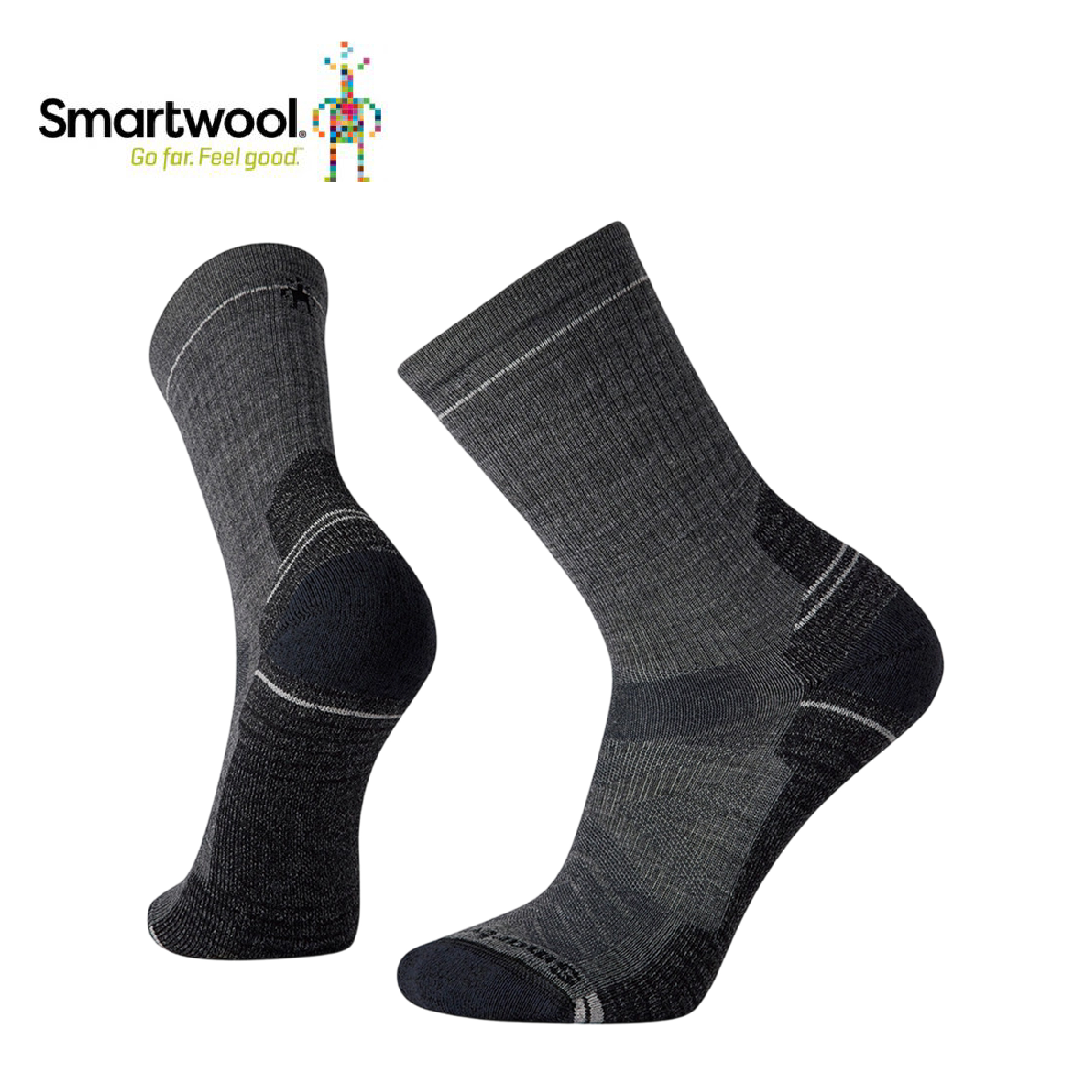 Smartwool 美國 機能輕量減震條紋中長襪 男款 (中性灰色) 44SW001614