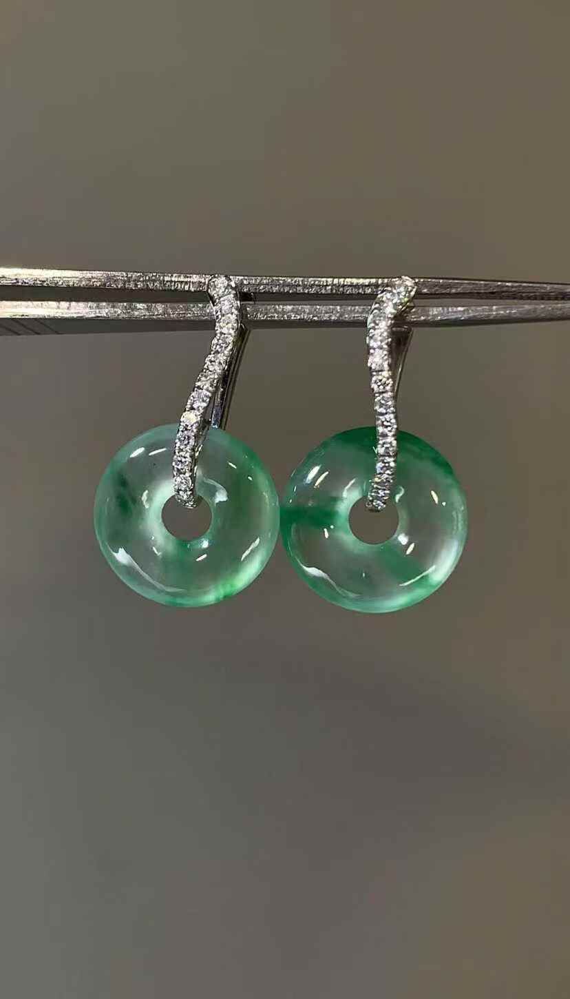 翡翠玉環耳墜,天然翡翠A玉, 緬甸玉, Jade, Jadeite