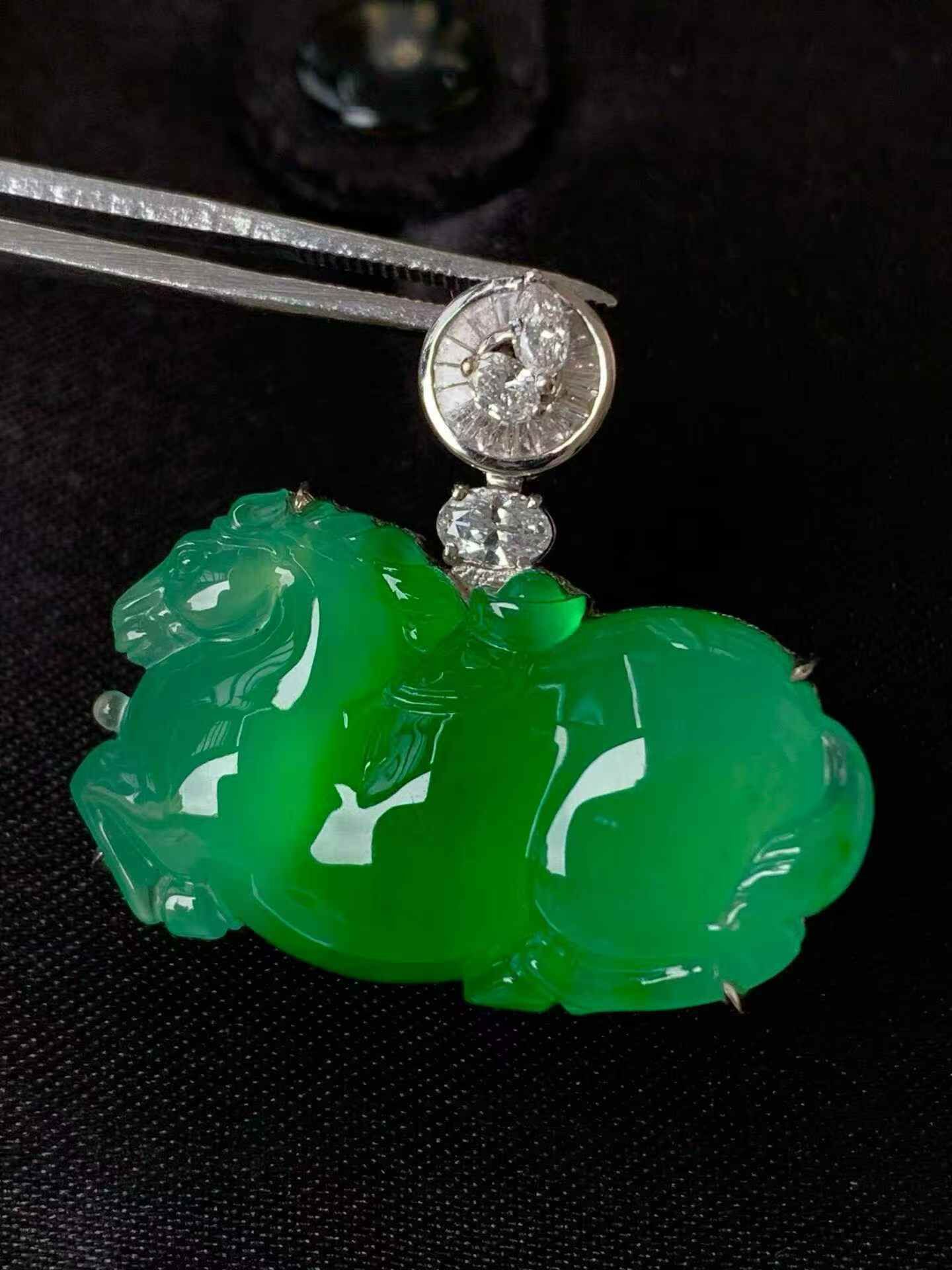 翡翠生肖馬吊墜,天然翡翠A玉, 緬甸玉, Jade, Jadeite