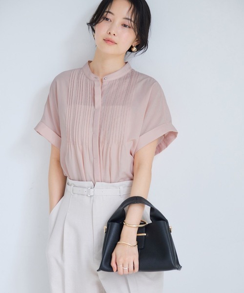 [預購] VIS 涼感細摺刺繡短袖襯衫