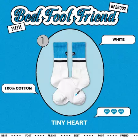 BFF Best foot friend Tiny Heart 小心心 刺繡 中筒襪 長襪【BF26002】