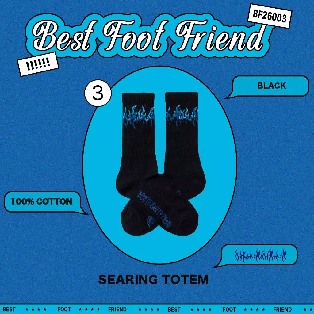 BFF Best foot friend Searing Totem 火圖騰 刺繡 中筒襪 長襪【BF26003】