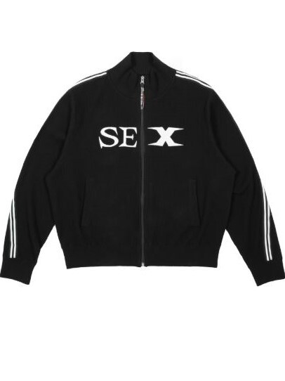 ROCKSTA Embroidered Lettering Slim Knit Zip-Up Jacket