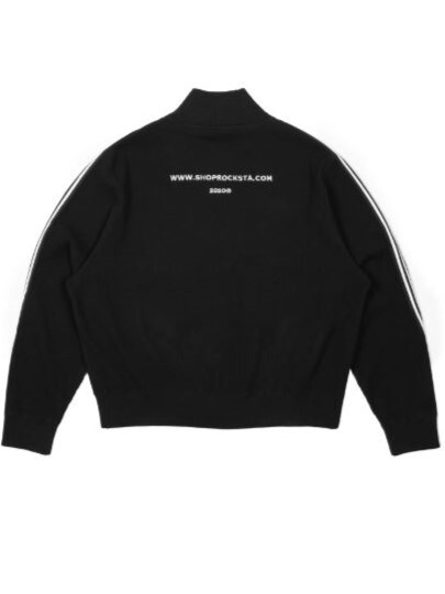 ROCKSTA Embroidered Lettering Slim Knit Zip-Up Jacket