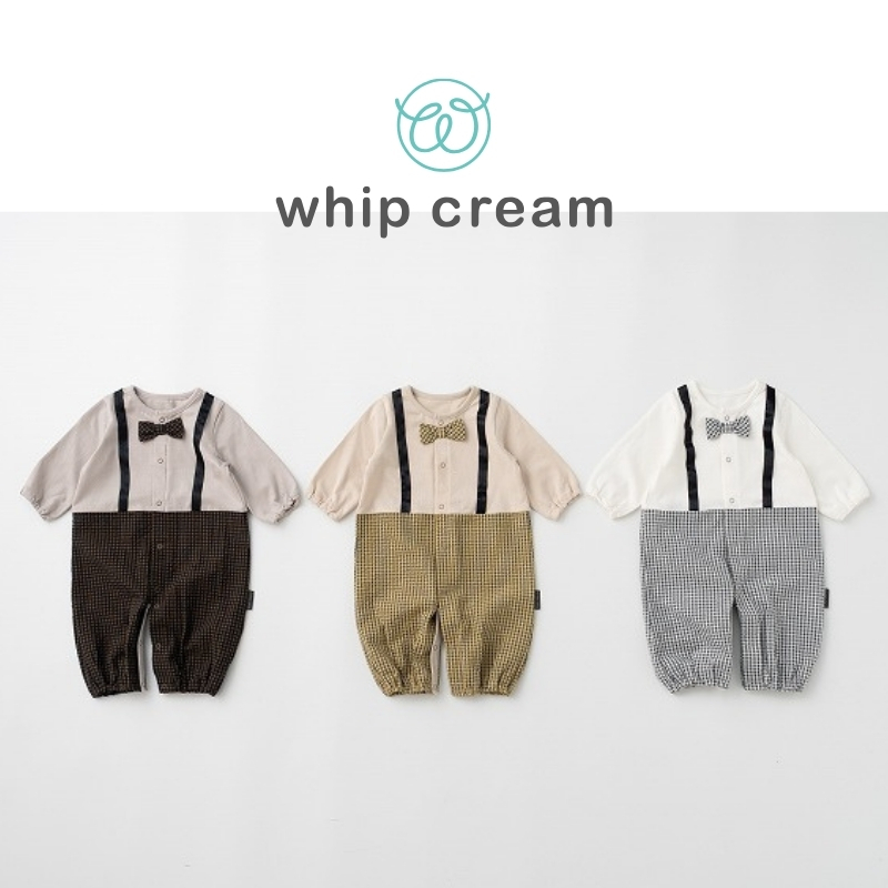 【日本 whip cream】有機棉2-way格紋連身包屁衣