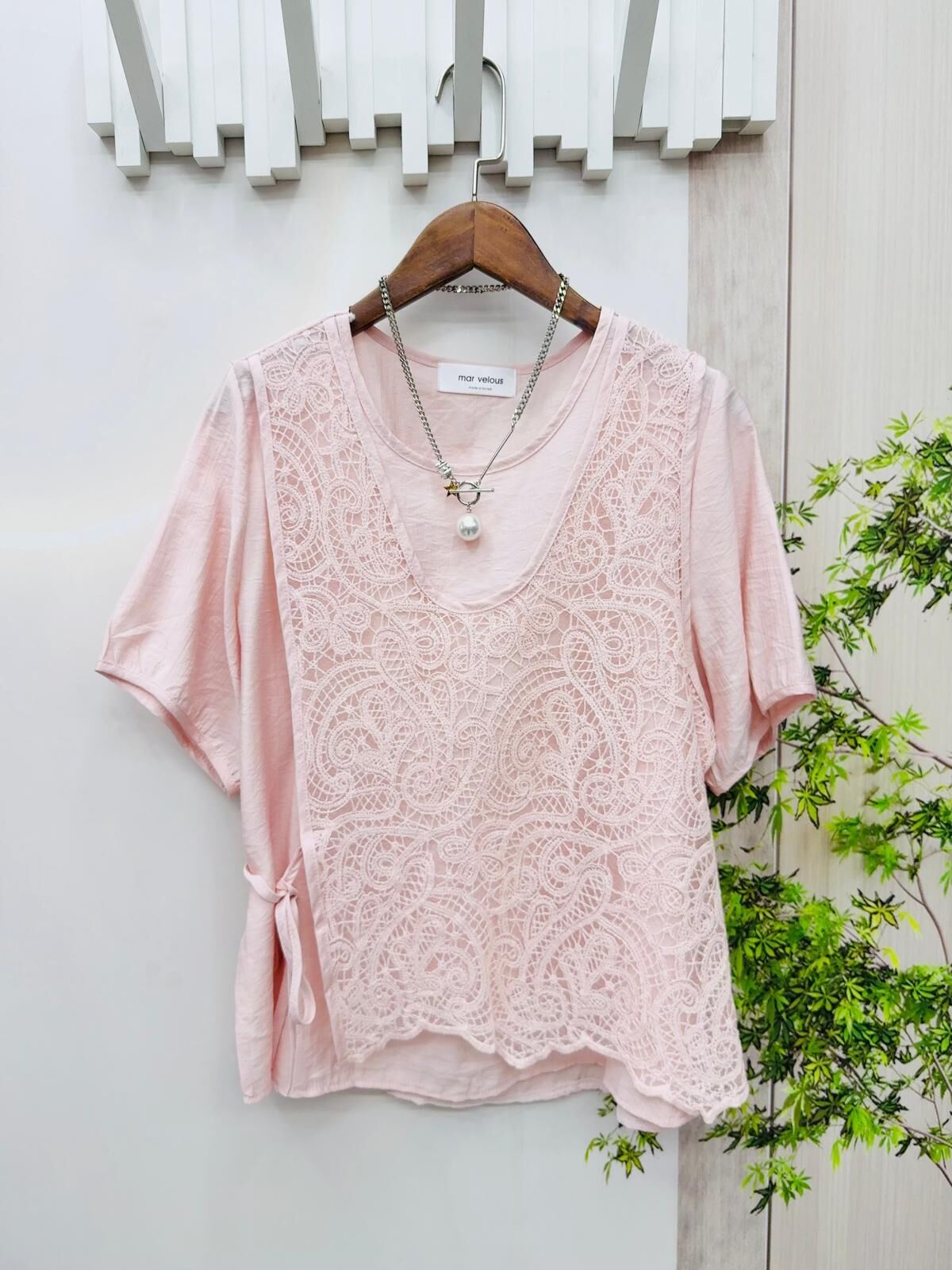 Ma牌子lace 拼布top~162E