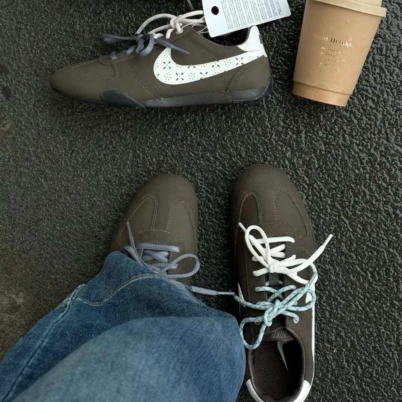 "代購" NIKE SPRINT SISTER 棕色 簍空雕花LOGO 四色鞋帶 女款 IR5693-256
