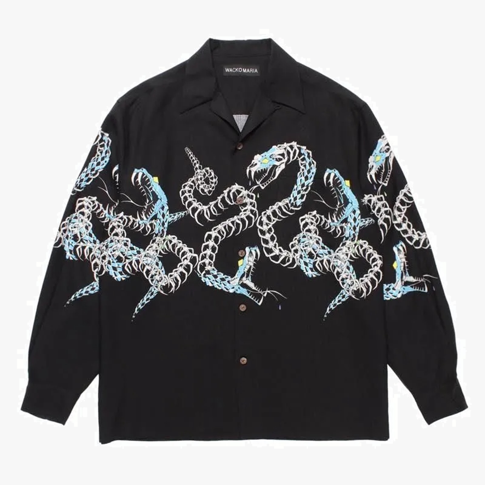 WACKO MARIA SNAKE HAWAIIAN SHIRT L/S - BLACK PRE ORDER ITEM (預訂中)