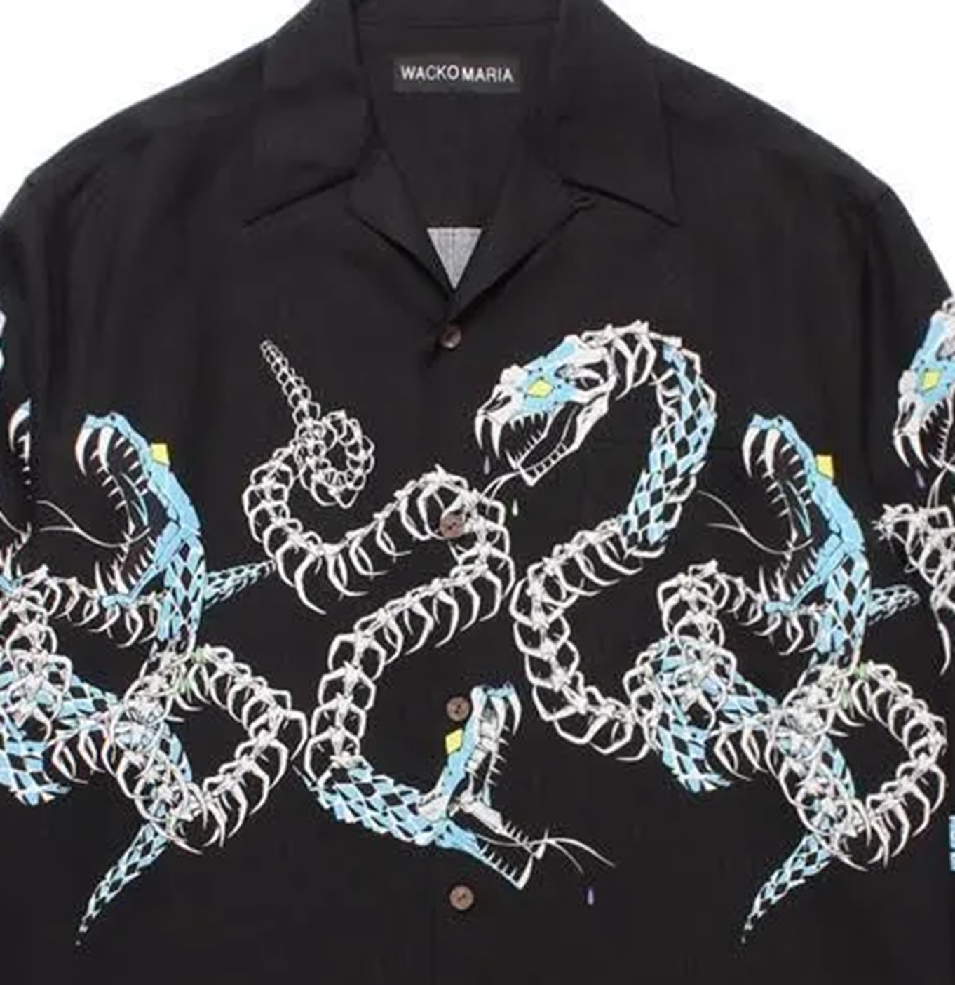 WACKO MARIA SNAKE HAWAIIAN SHIRT L/S - BLACK PRE ORDER ITEM (預訂中)