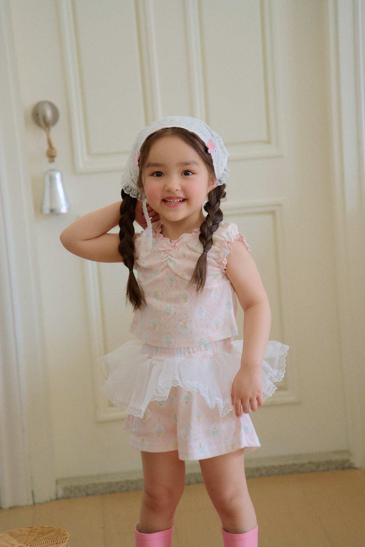 Chouchou Shasha Ice Cream Shirring Top