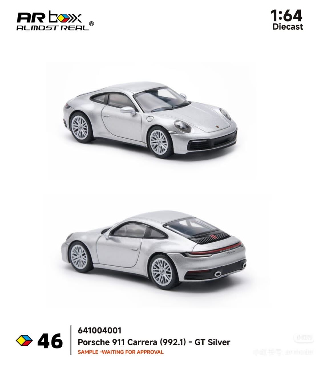 預訂:1/64 Almost Real  #46 Porsche 911 Carrera (992.1) GT Silver (641004001 )