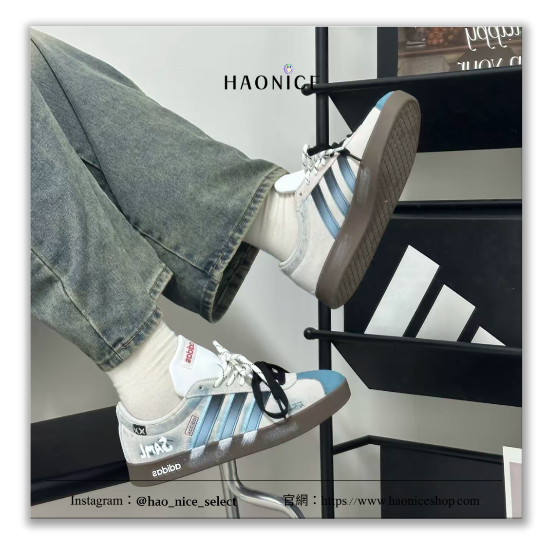 【HAO NICE】客製🎨adidas VL Court 2.0⚡️丹寧風 翻毛皮 藍灰 板鞋 休閒鞋 假一賠十 配合legit 驗貨