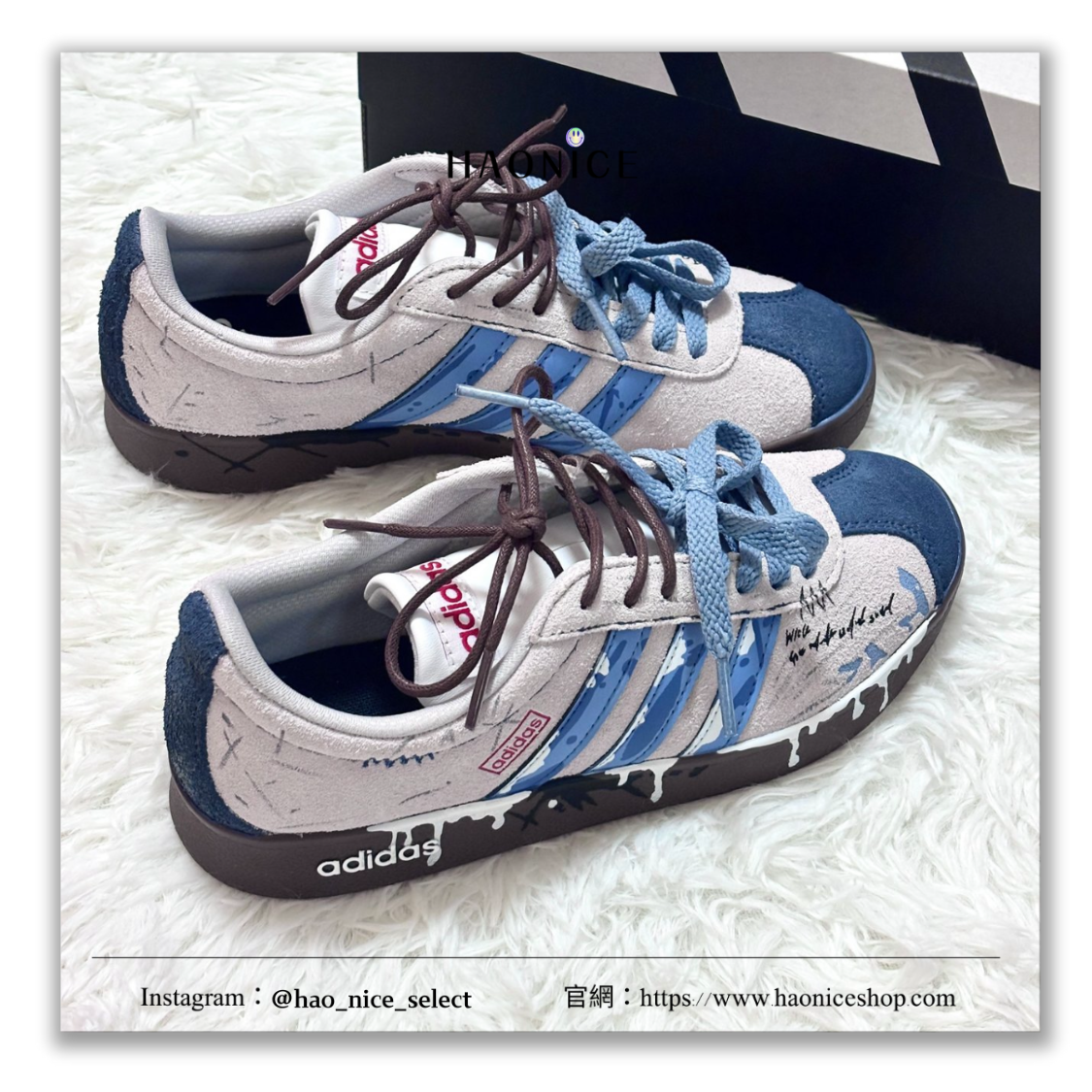 【HAO NICE】客製🎨adidas VL Court 2.0⚡️富士山下 融雪 藍白 板鞋 德訓鞋 假一賠十 配合legit 驗貨