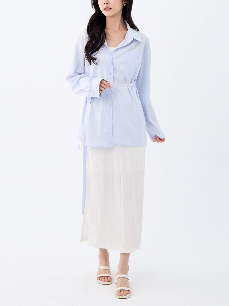 OH!HER 層次後鬆緊開衩棉裙