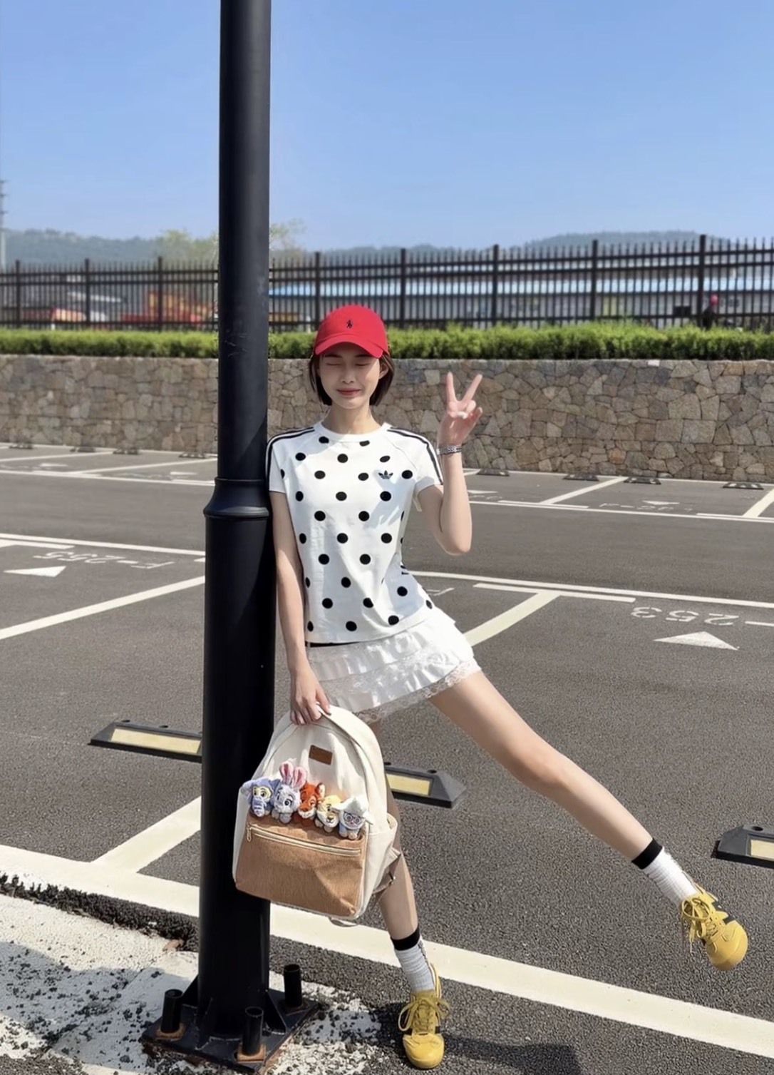 <波點狂熱🔥> Adidas Originals波點修身短T 白/藍