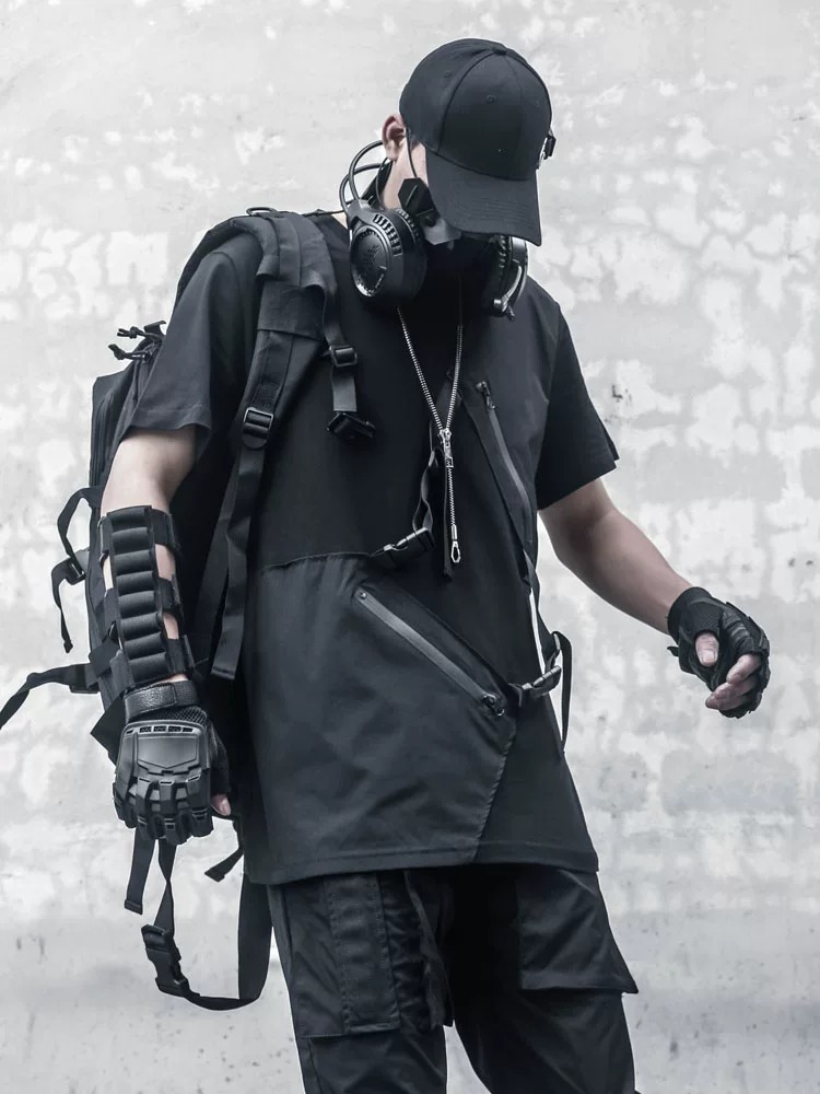 𝙏𝙀𝘾𝙃𝙒𝙀𝘼𝙍 暗黑機能拼接拉鍊短袖