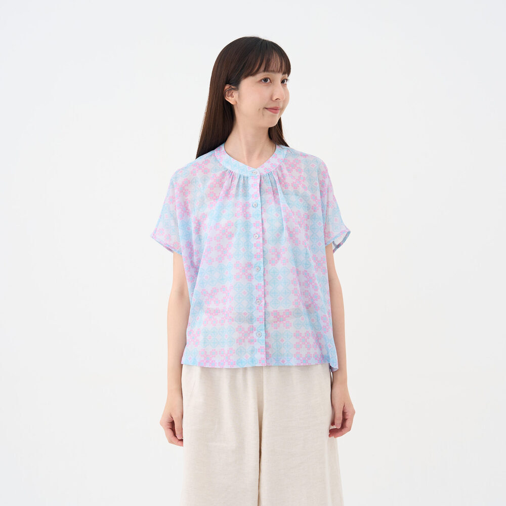 Semi-Sheer Blouse/Begonia Glass & Old Ceramic Tile/Lilac Purple